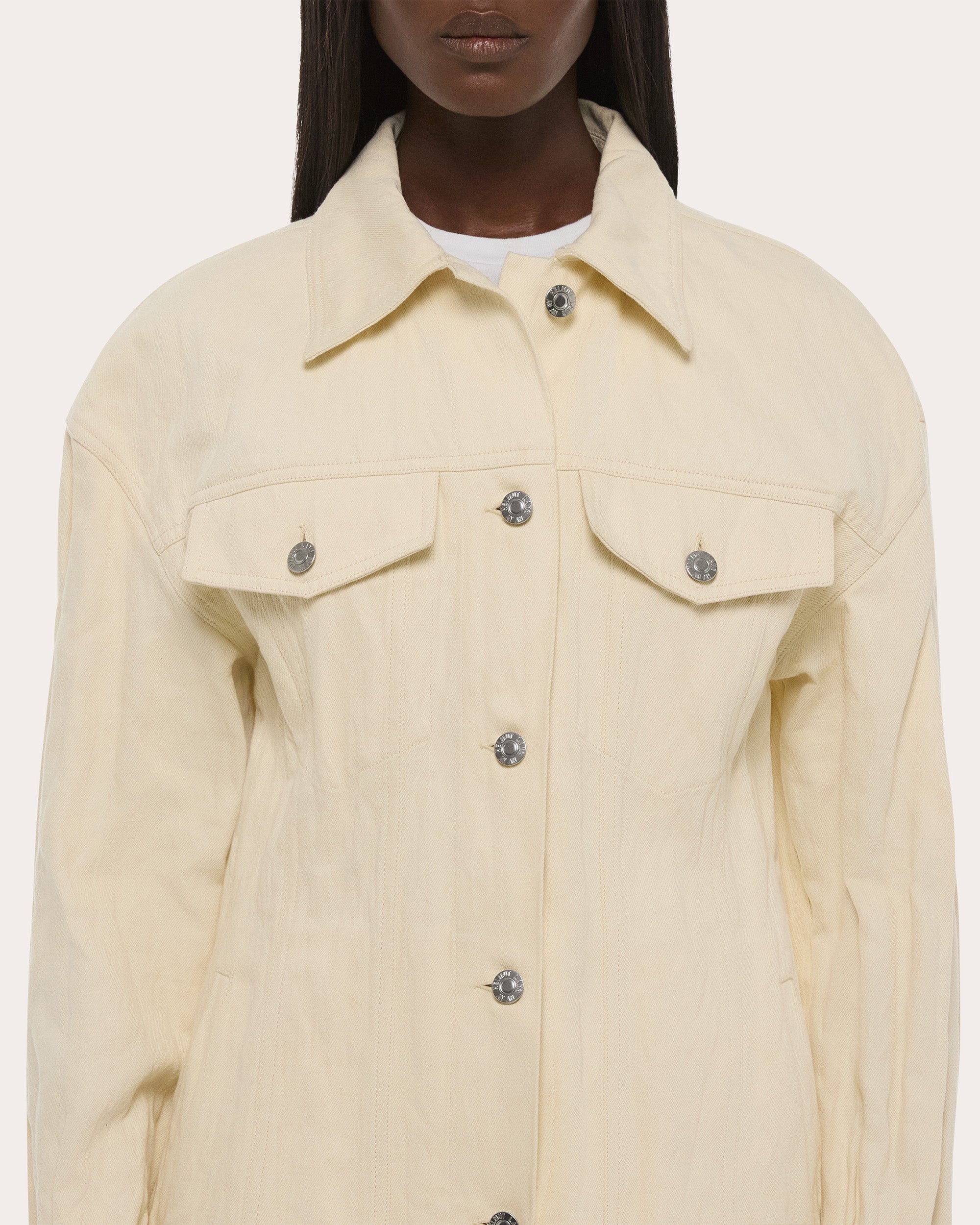 Crushed Metallic Twill Trucker Jacket