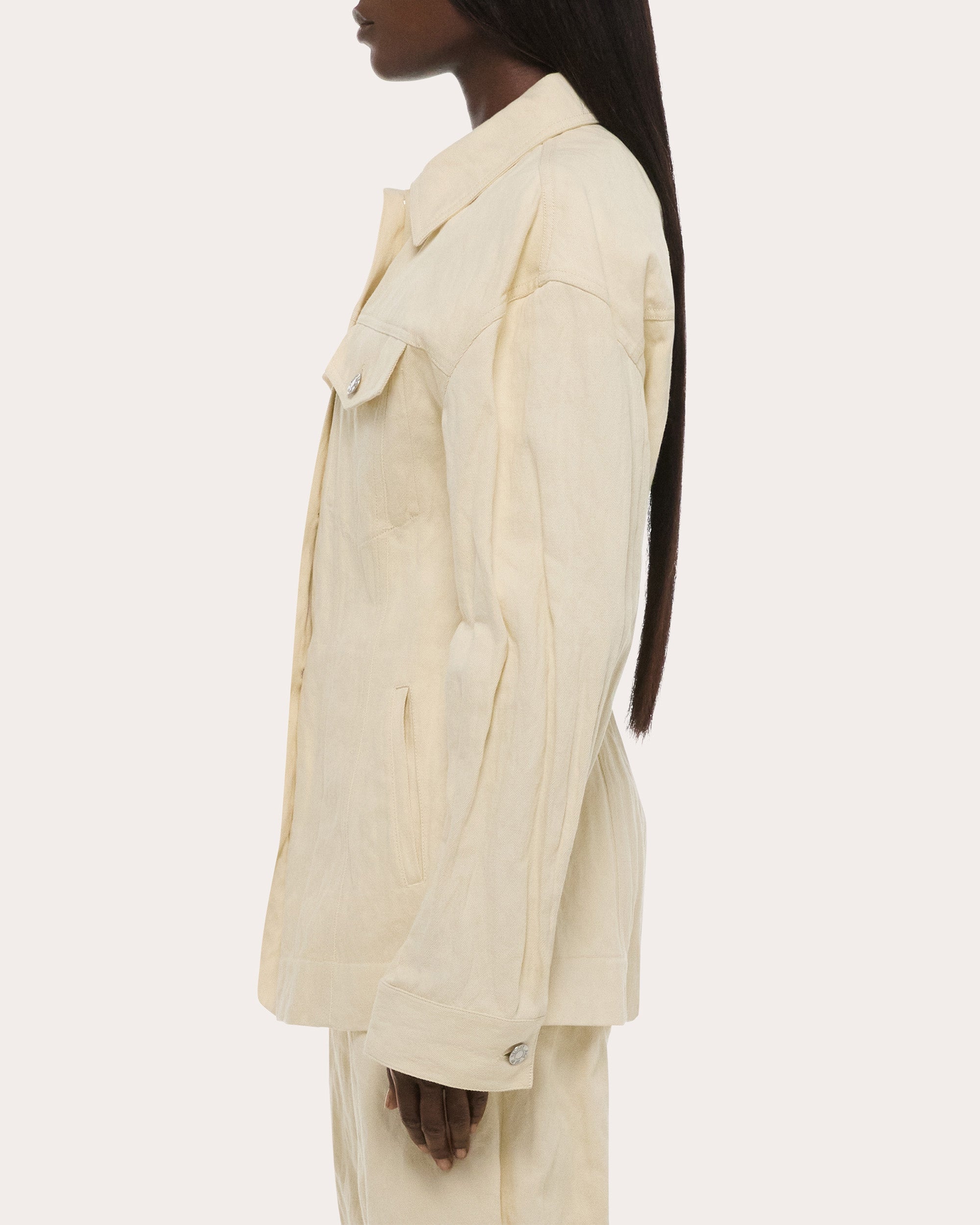 Crushed Metallic Twill Trucker Jacket