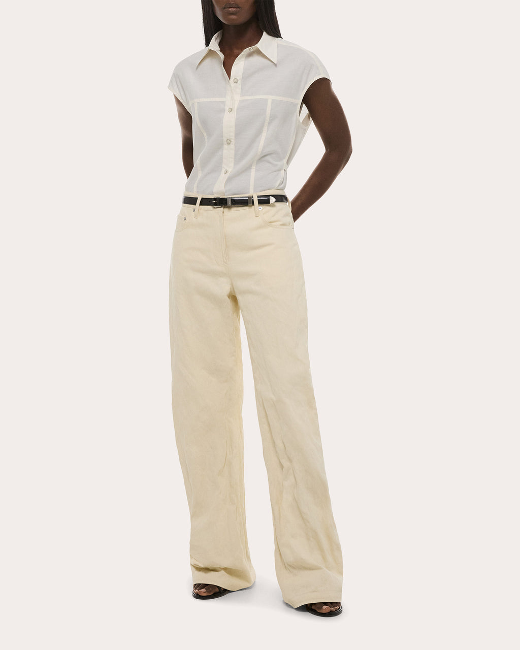 Crushed Metallic Twill Bootcut Jeans