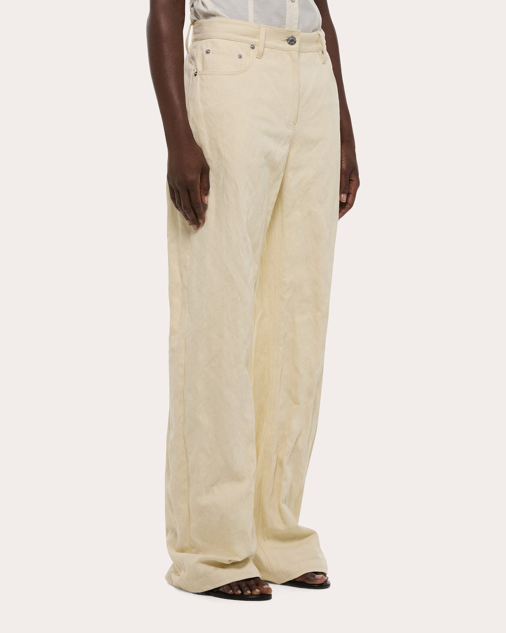 Crushed Metallic Twill Bootcut Jeans