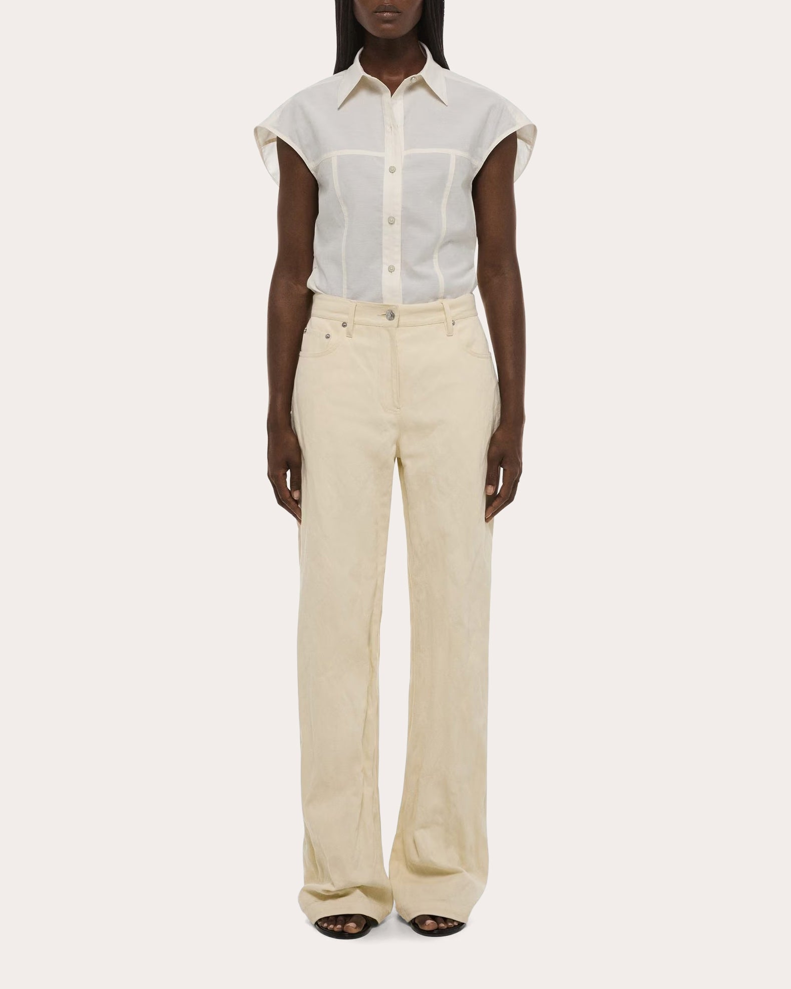 Crushed Metallic Twill Bootcut Jeans