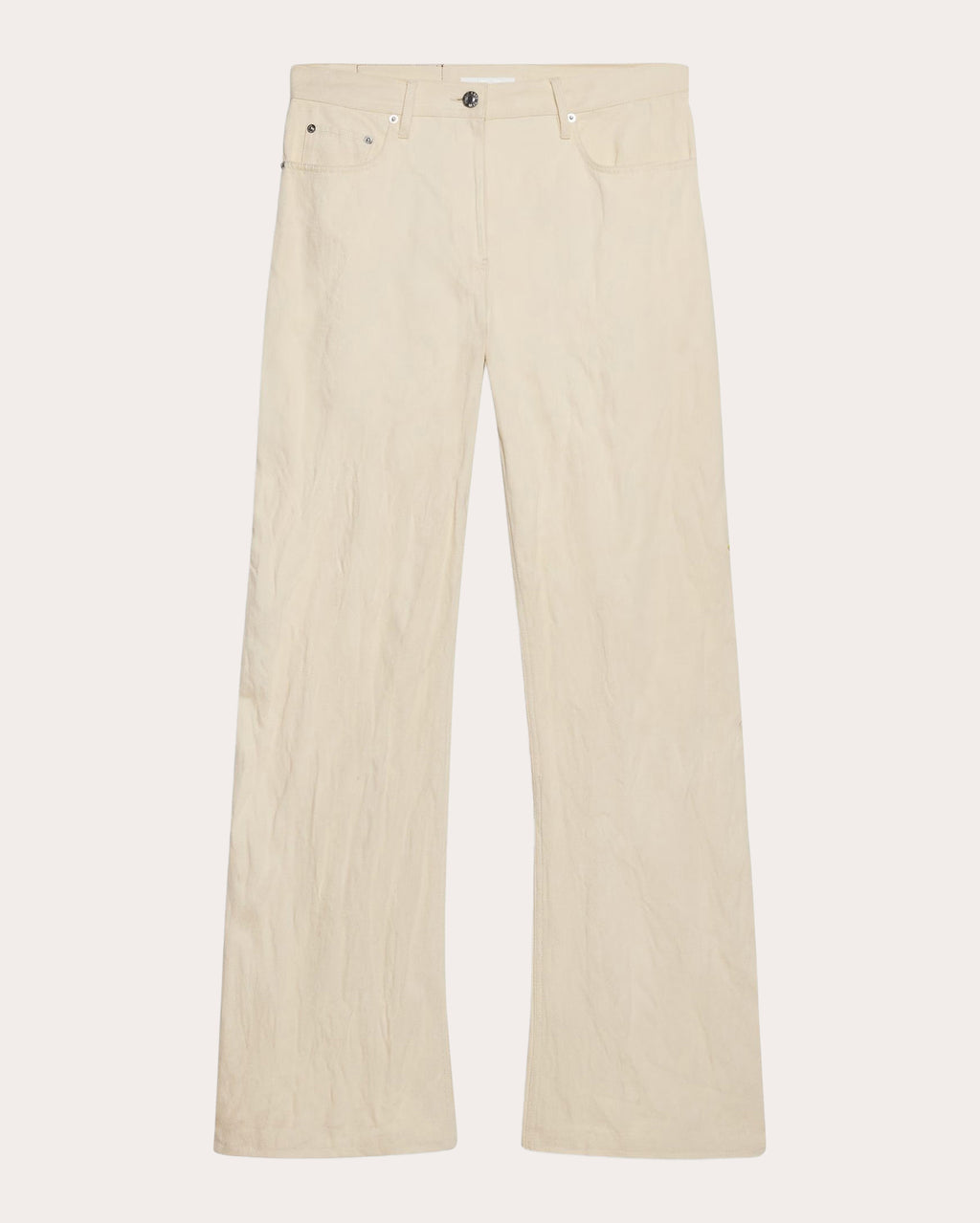 Crushed Metallic Twill Bootcut Jeans