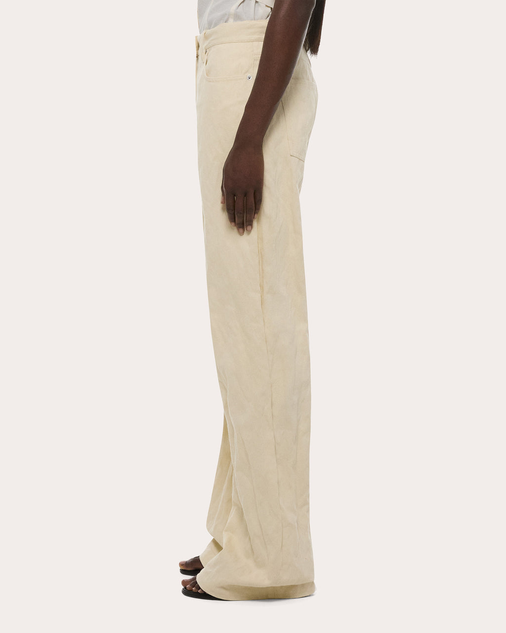 Crushed Metallic Twill Bootcut Jeans