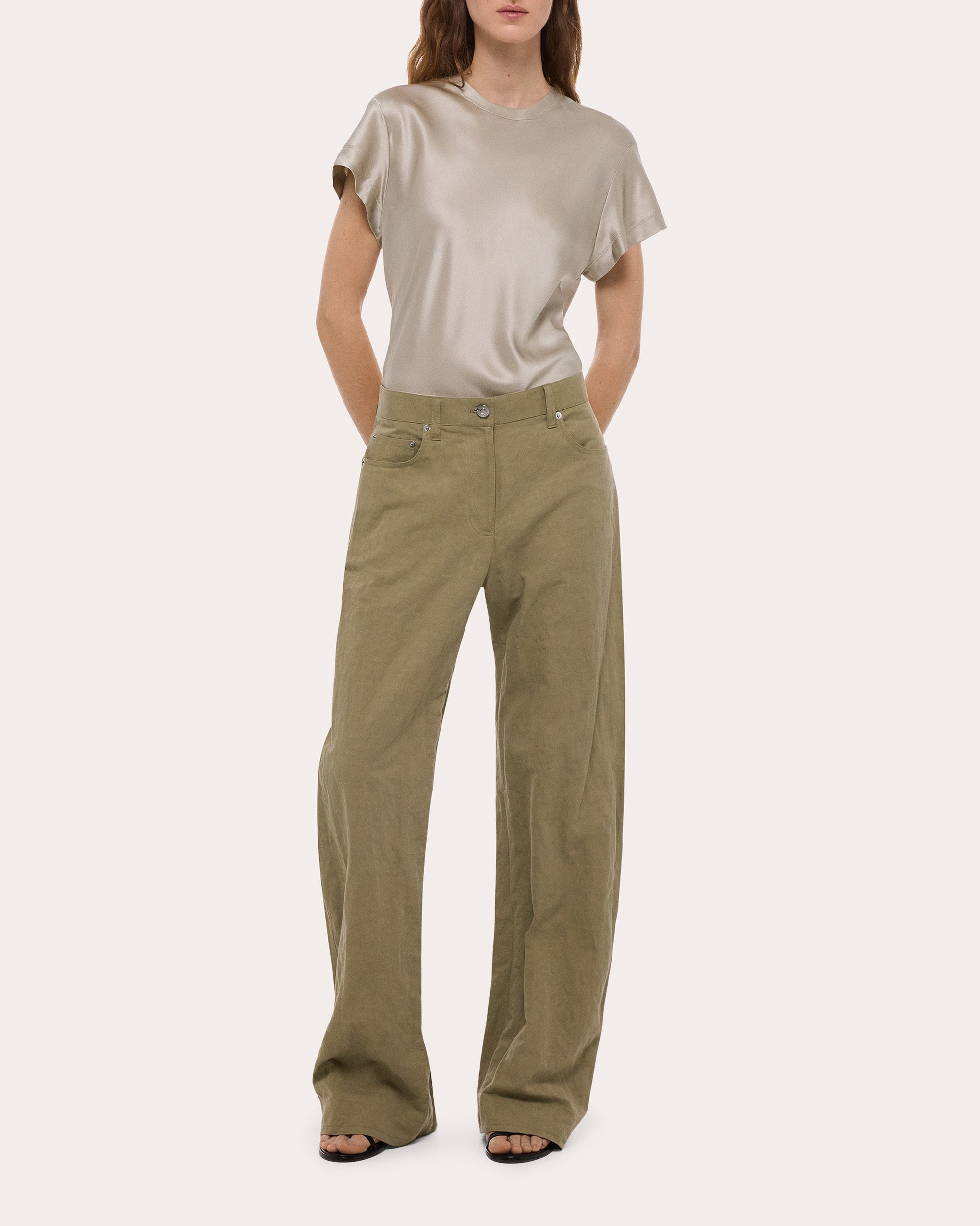 Cotton Linen Barrel Bootcut Trousers