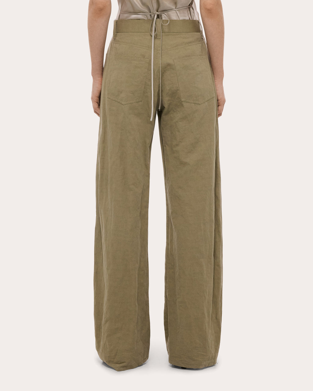 Cotton Linen Barrel Bootcut Trousers