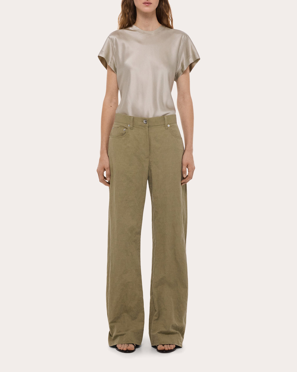 Cotton Linen Barrel Bootcut Trousers