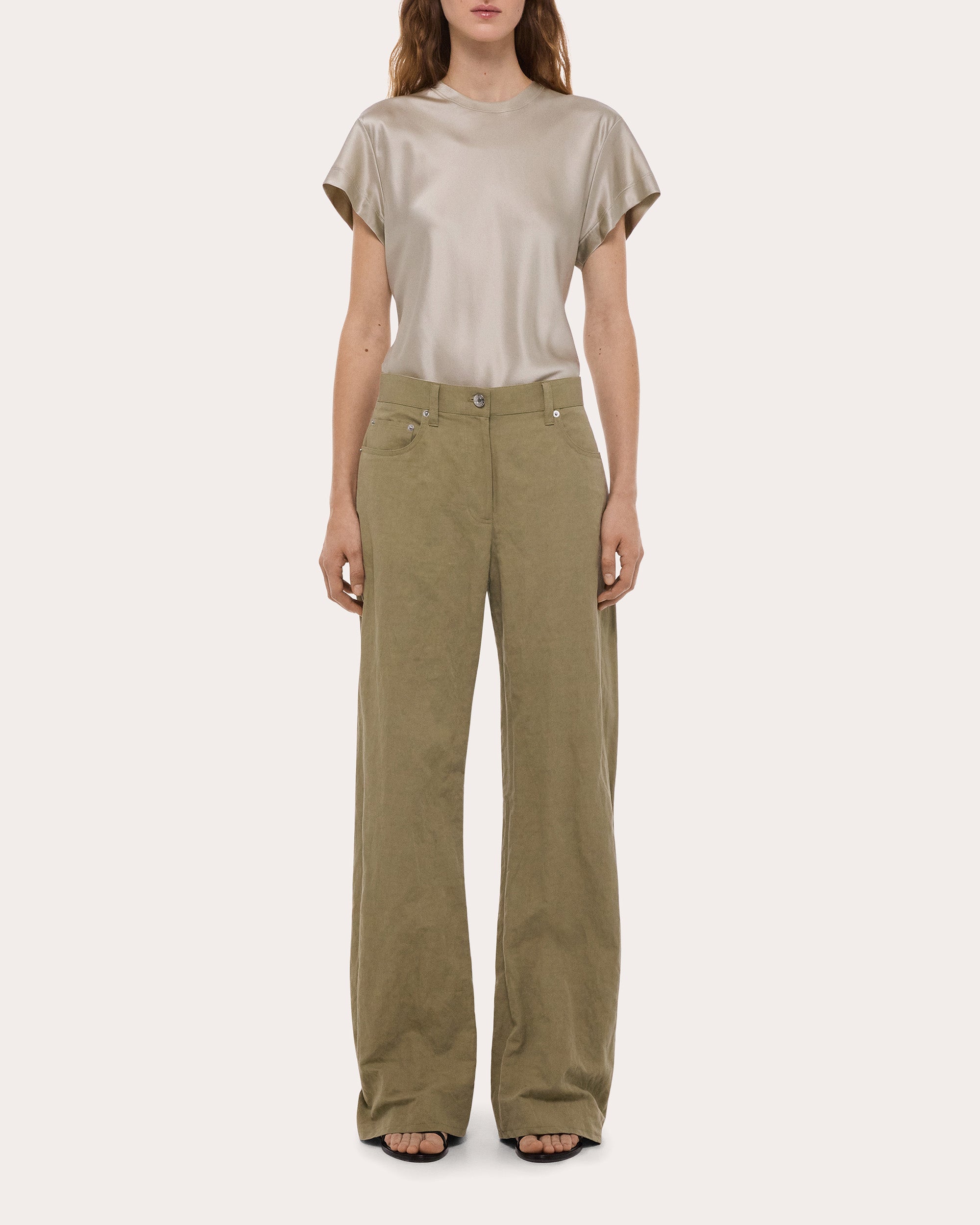 Cotton Linen Barrel Bootcut Trousers