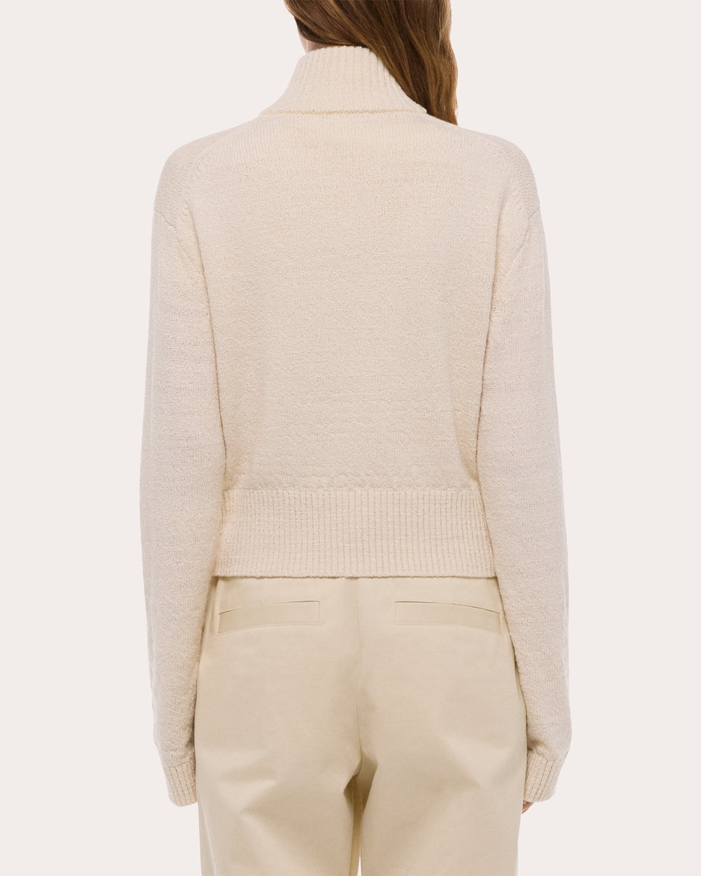Slub Wool Button Mock Neck Sweater