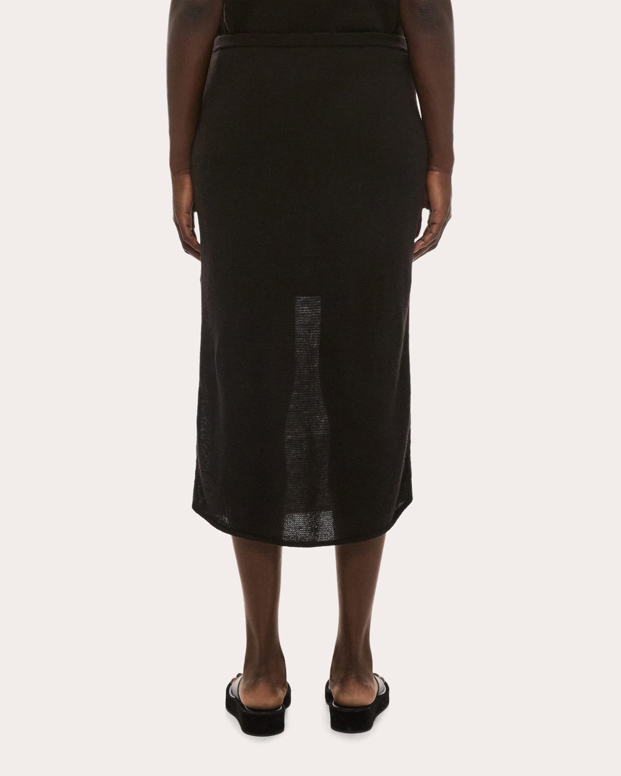Sheer Wool Knit Layered Midi Skirt