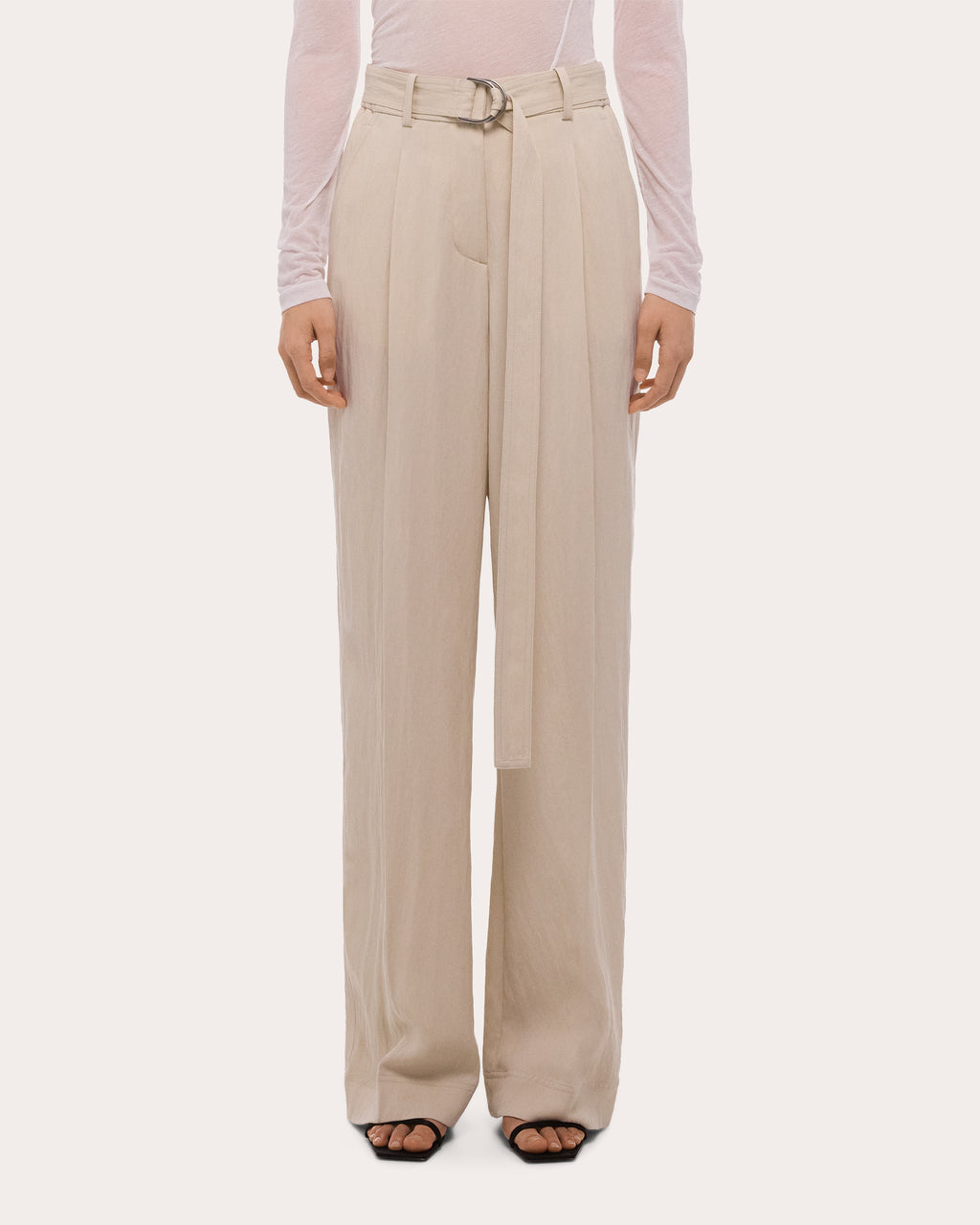 Pleated Twill Relaxed Trousers