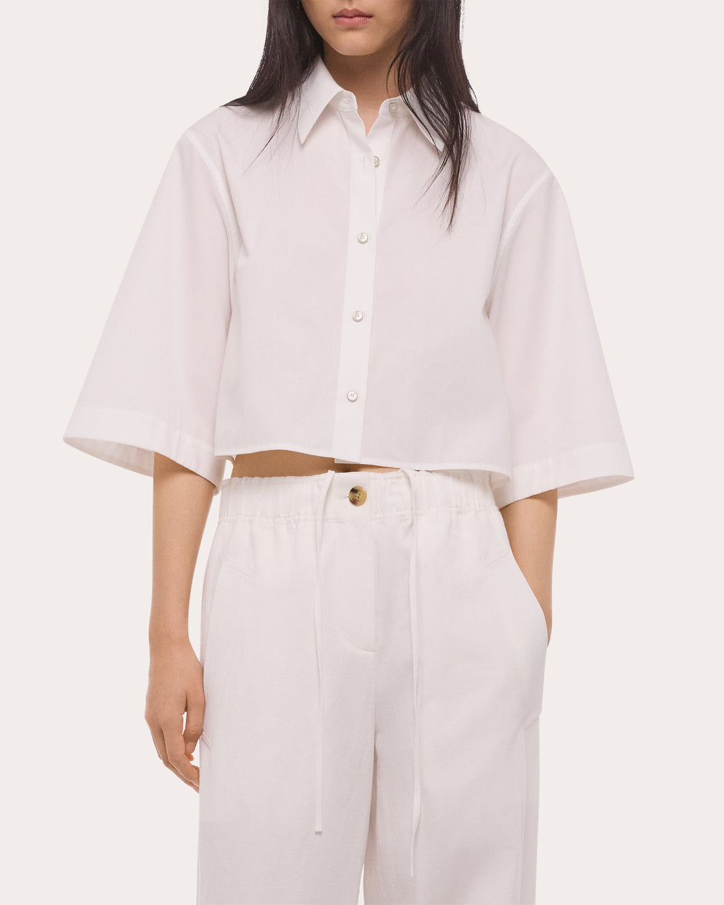 Poplin Cropped Trench Shirt