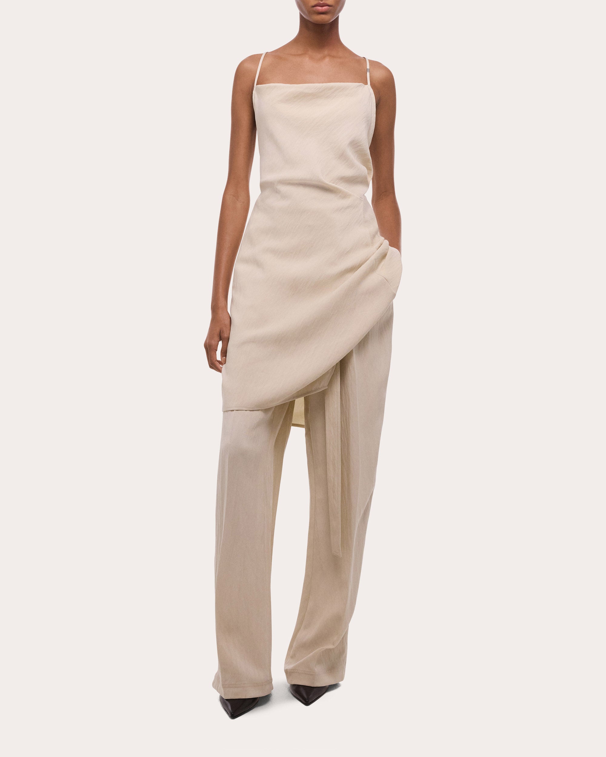 Twill Knotted Handkerchief Slip Dress