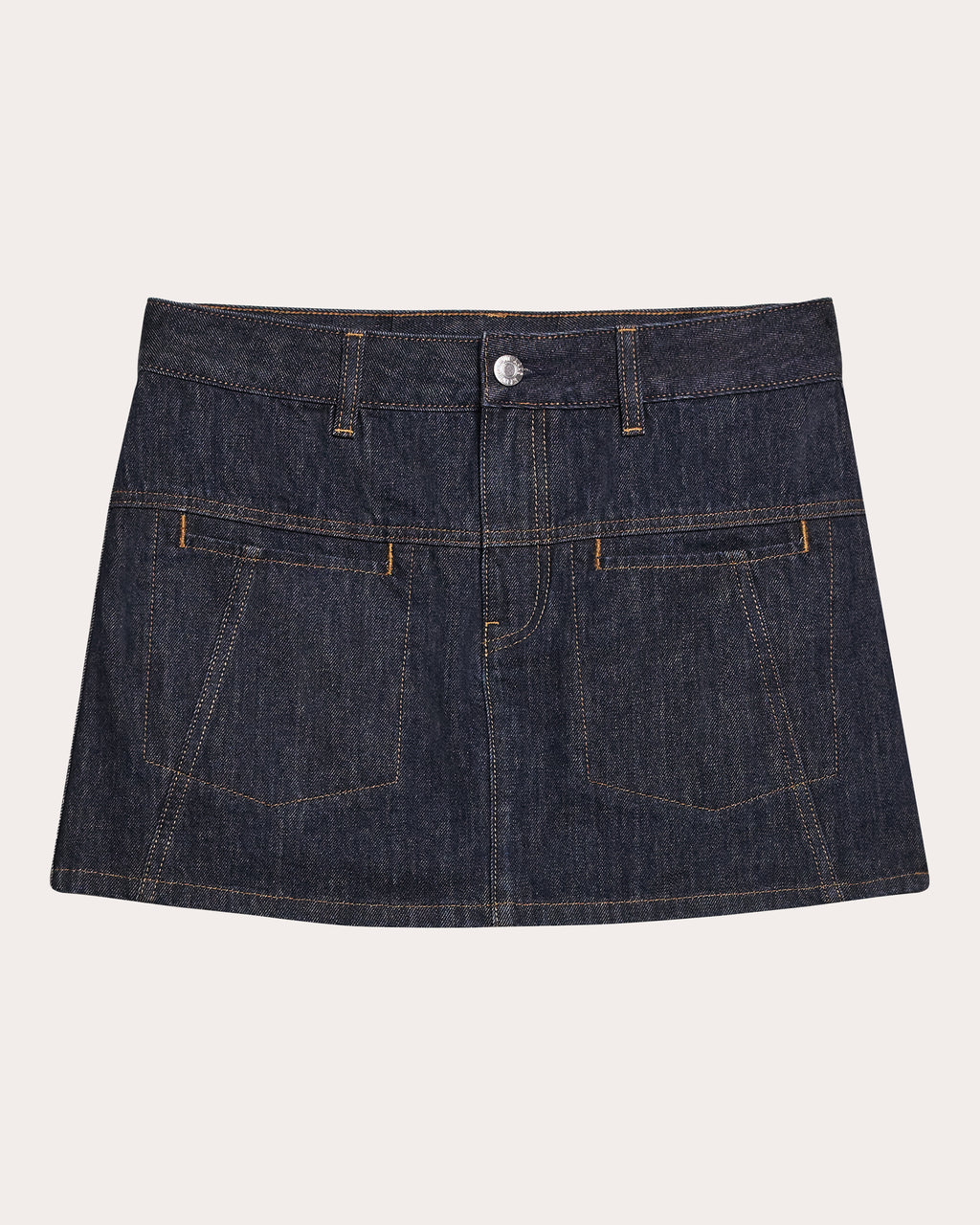 Seamed Denim Mini Skirt