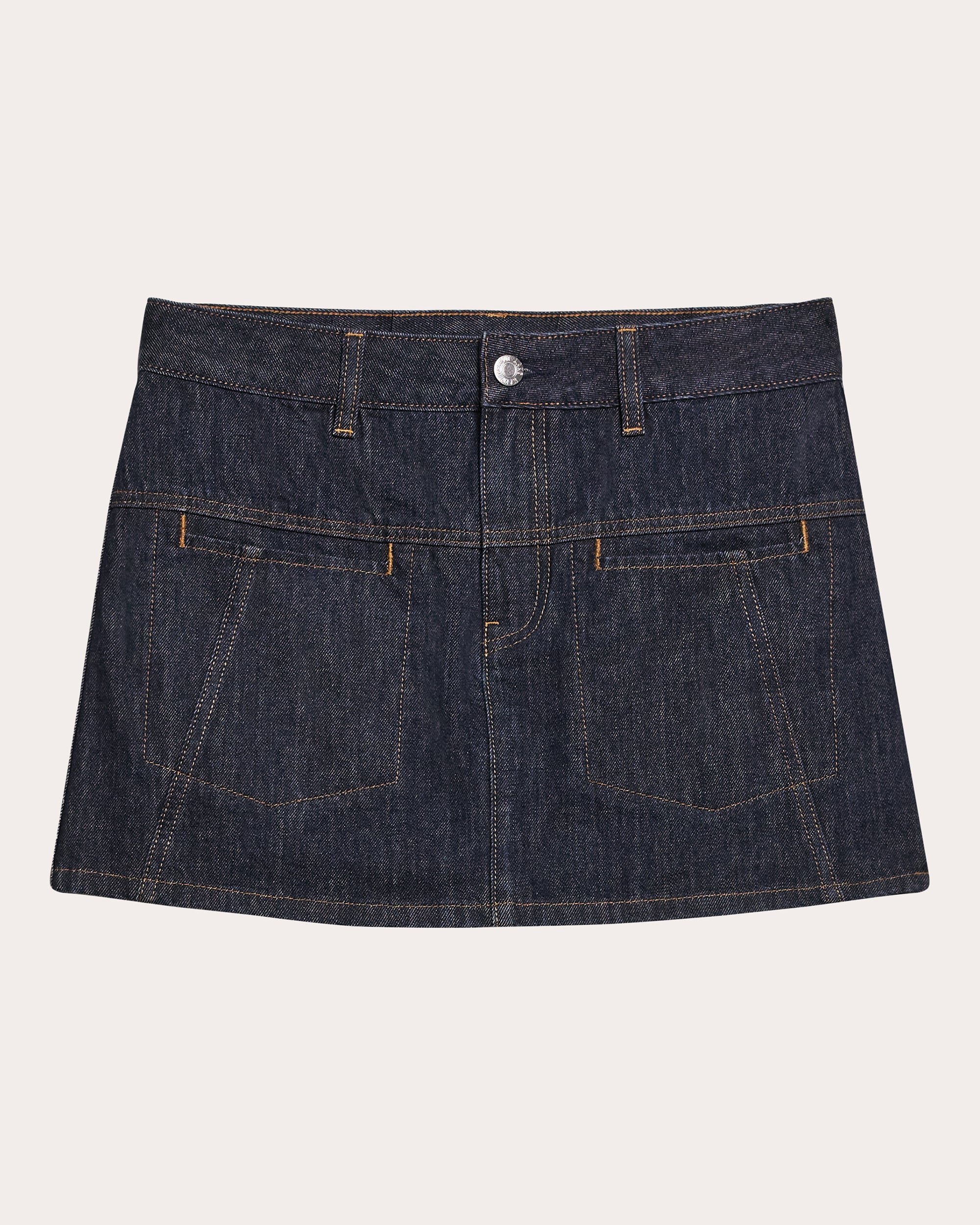 Seamed Denim Mini Skirt