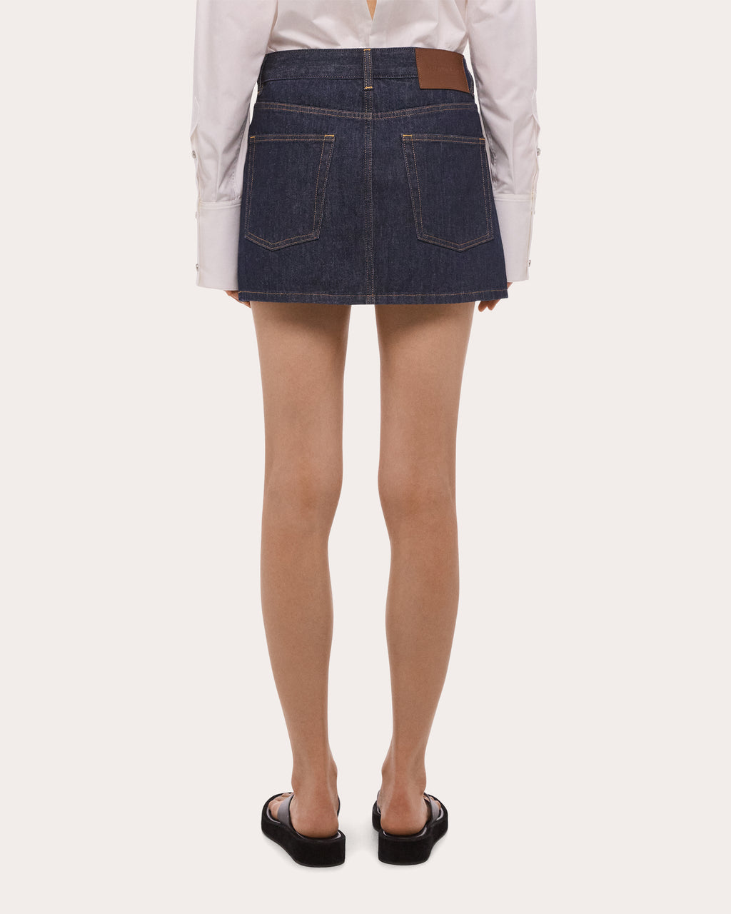 Seamed Denim Mini Skirt
