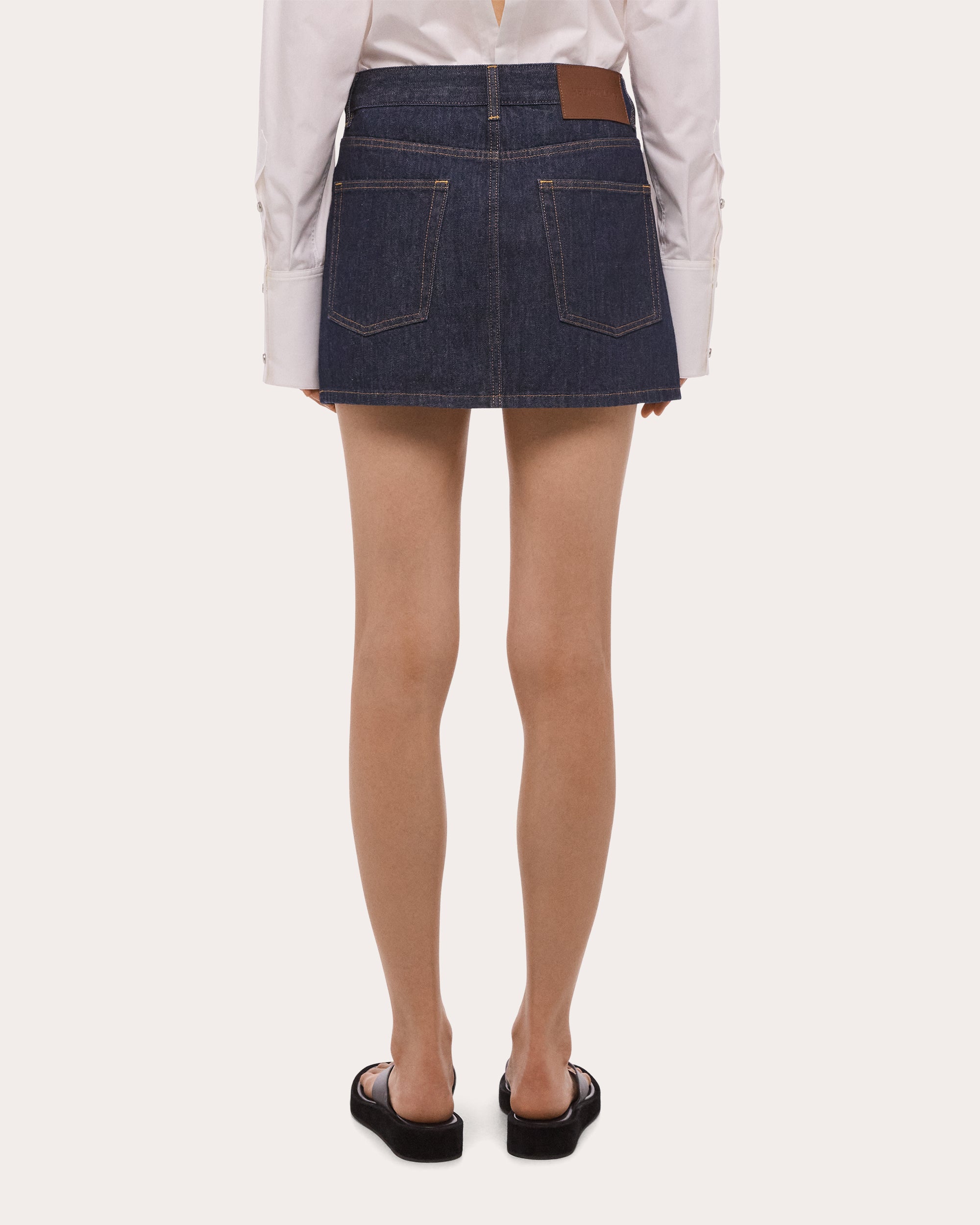 Seamed Denim Mini Skirt