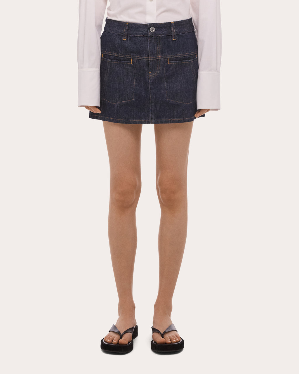 Seamed Denim Mini Skirt