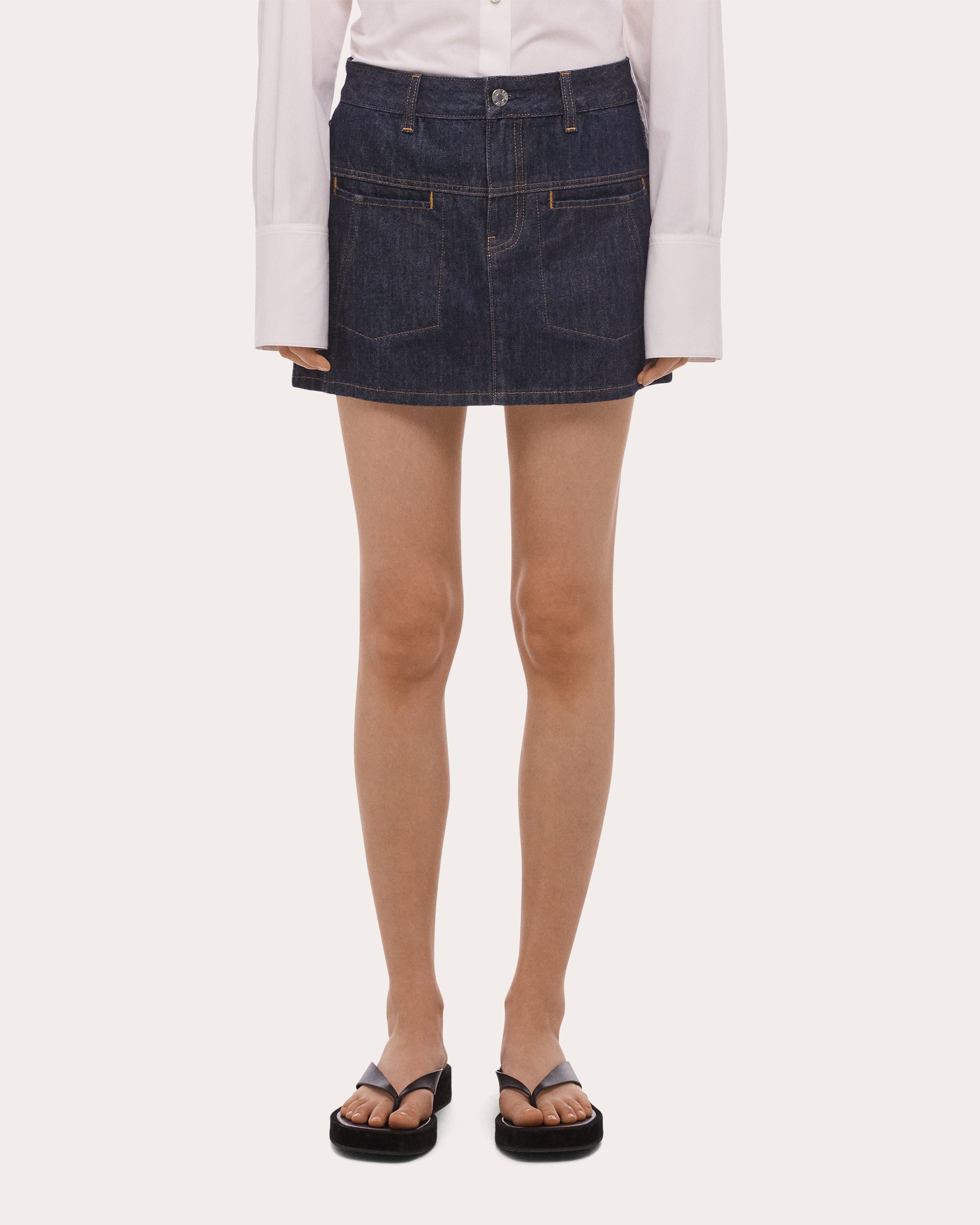 Seamed Denim Mini Skirt