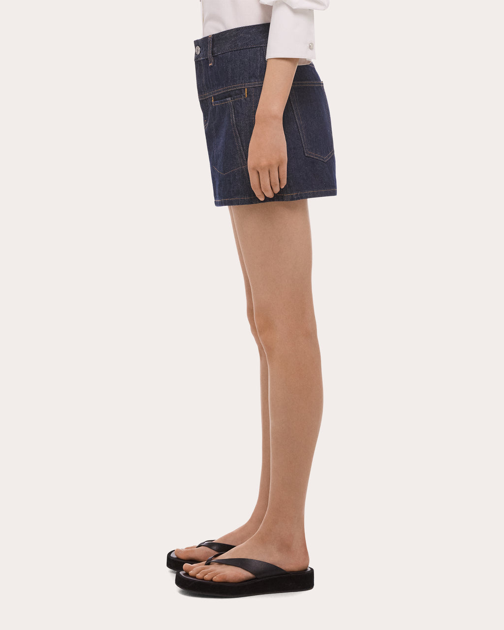 Seamed Denim Mini Skirt