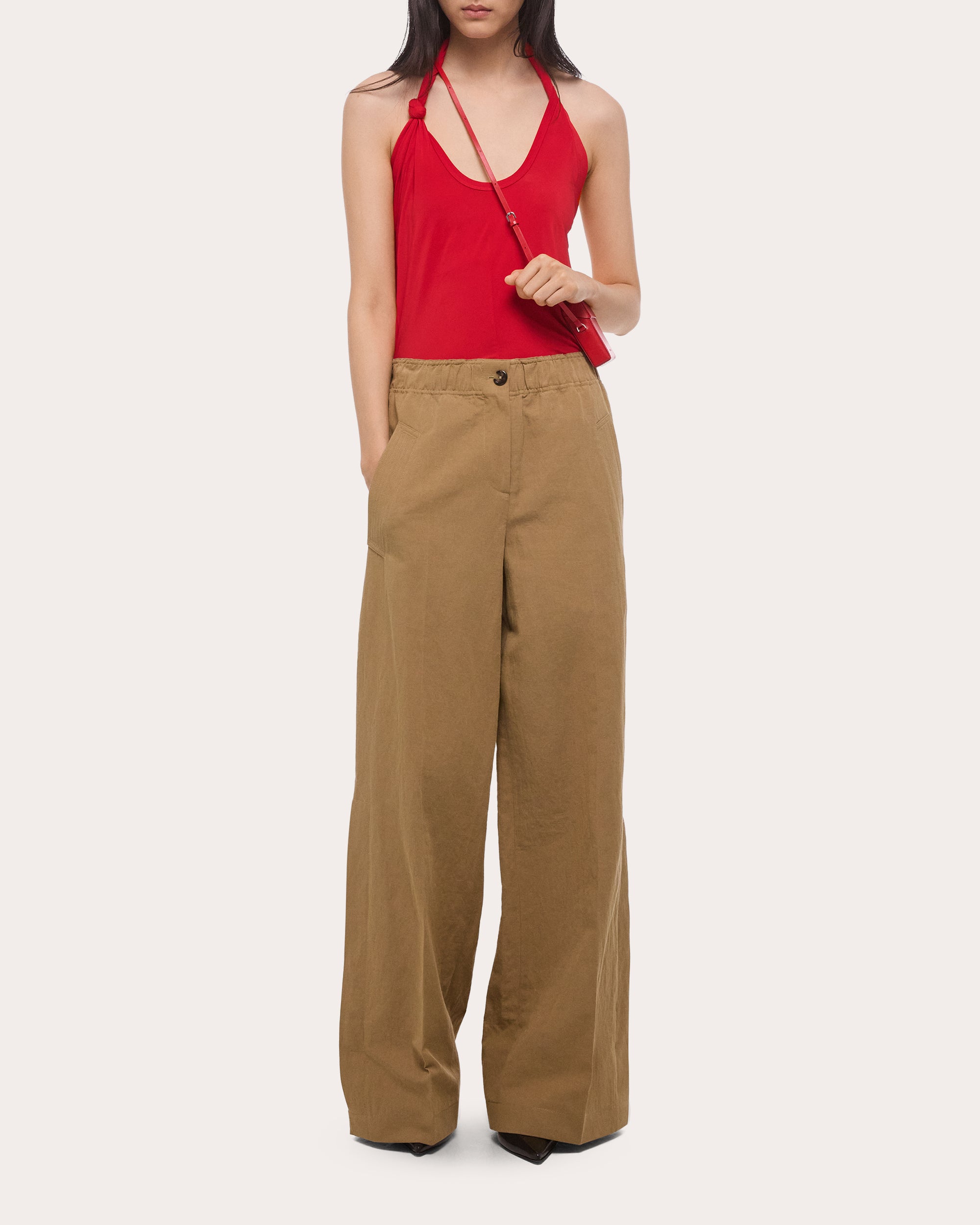 Cotton Linen Wide-Leg Trench Trousers