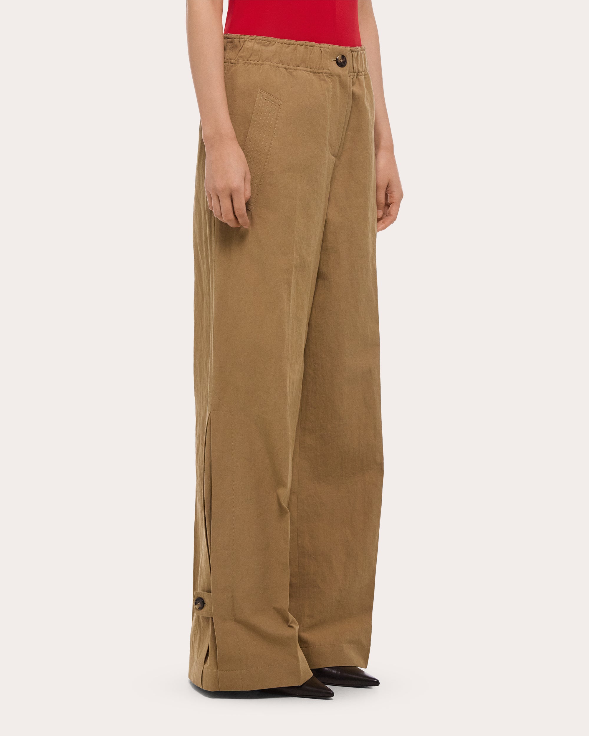 Cotton Linen Wide-Leg Trench Trousers