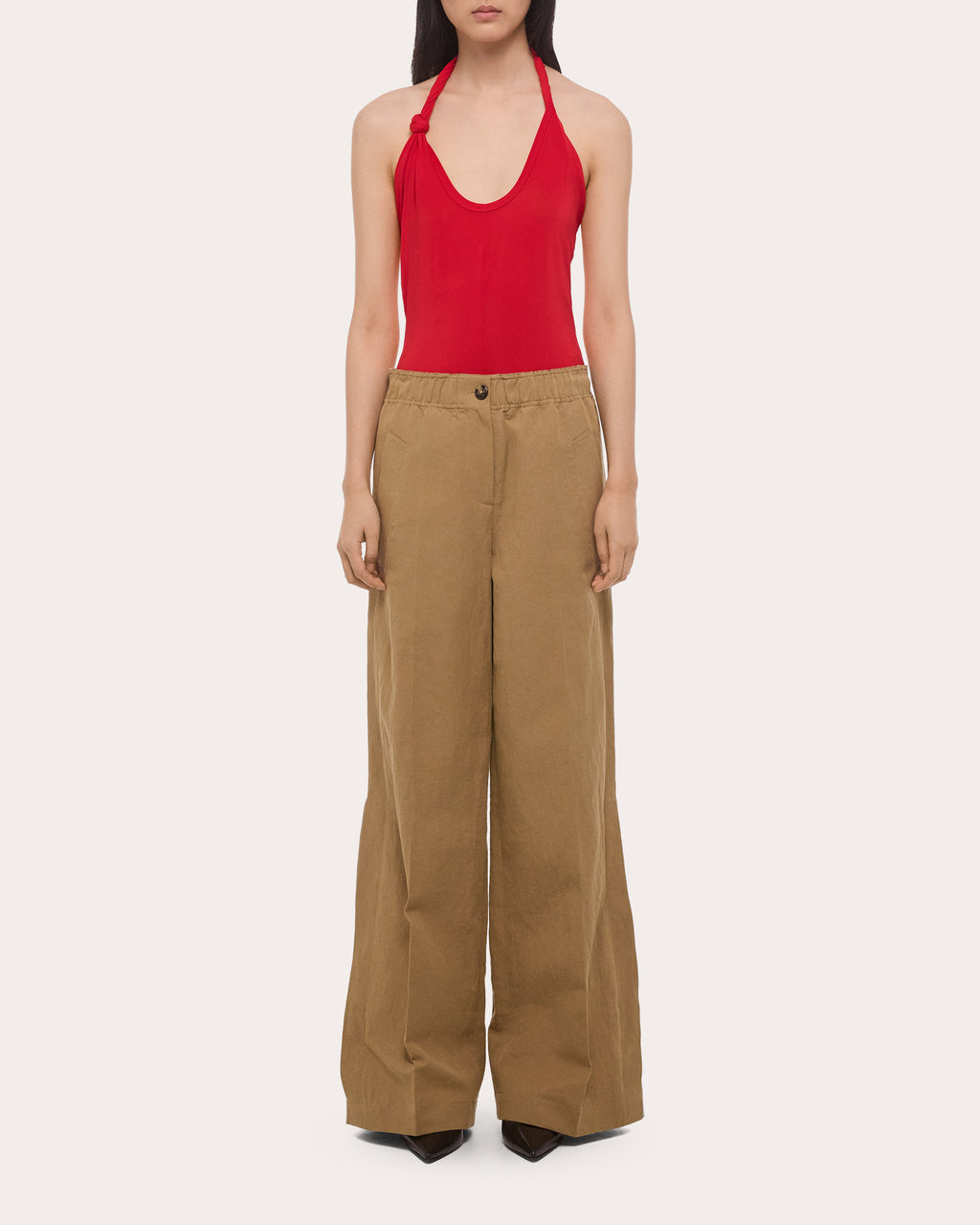 Cotton Linen Wide-Leg Trench Trousers