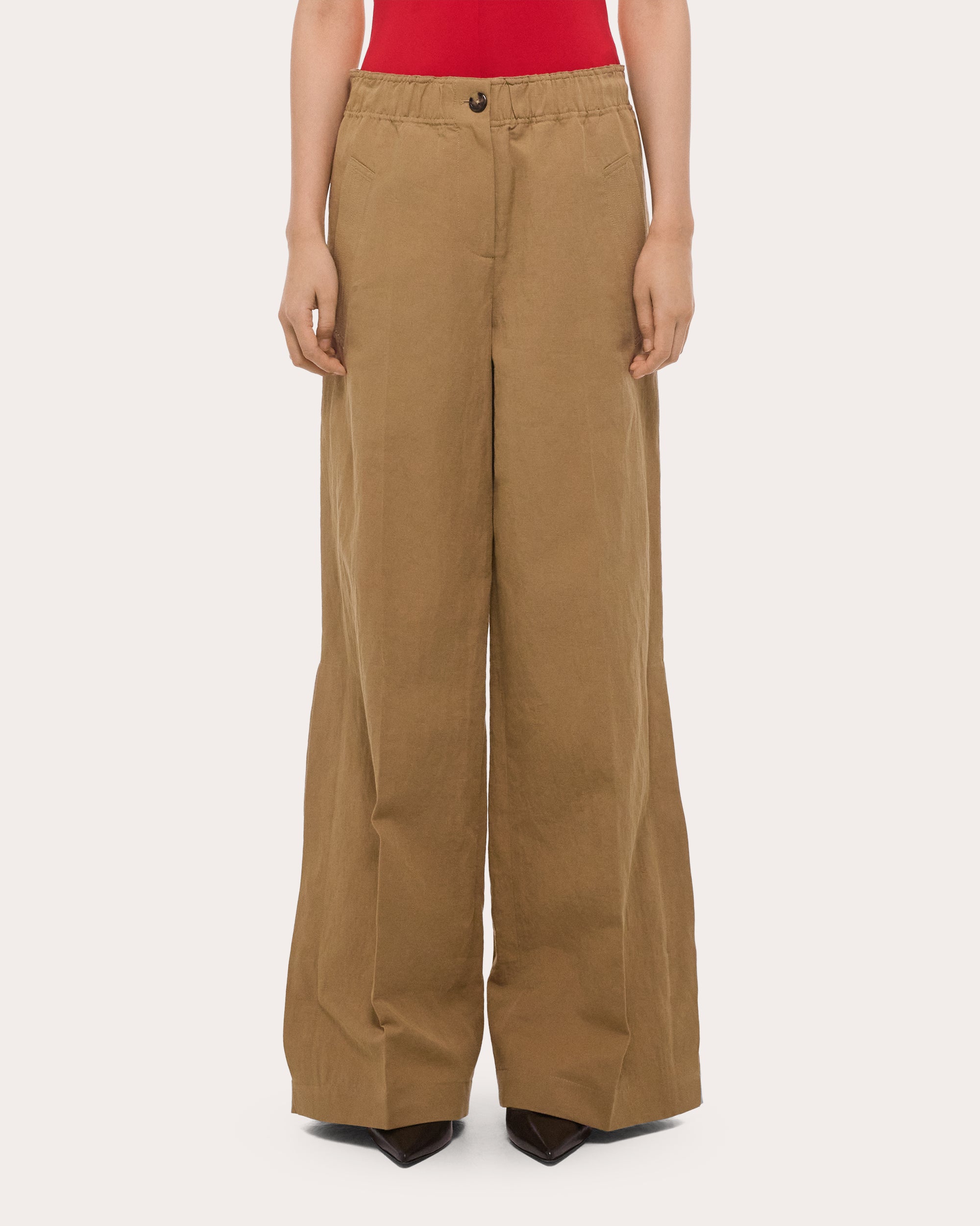 Cotton Linen Wide-Leg Trench Trousers