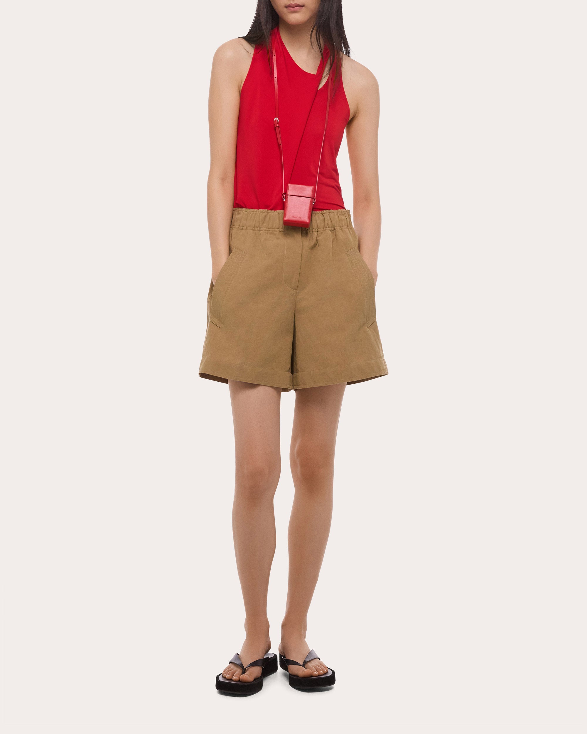 Cotton Linen Trench Shorts