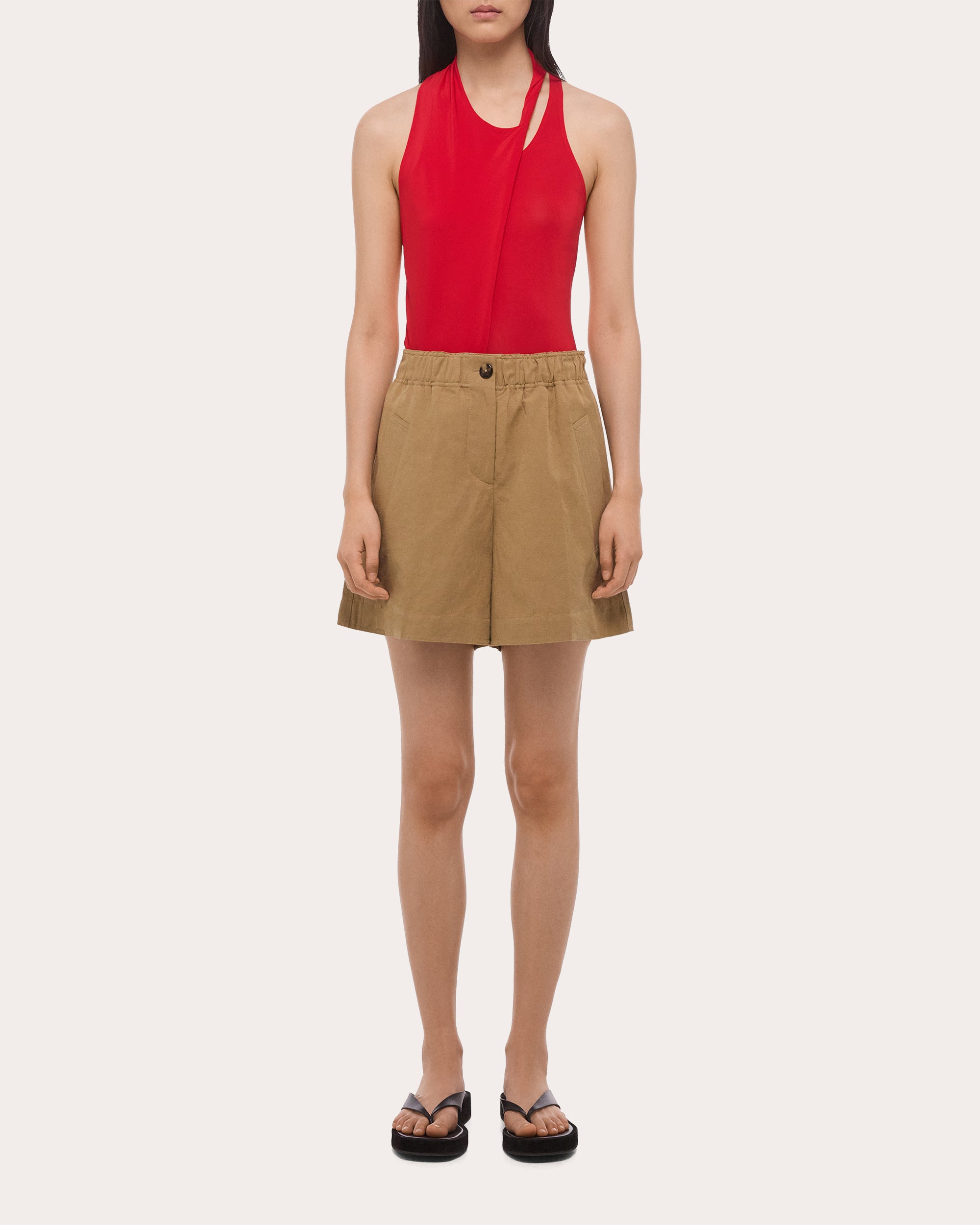 Cotton Linen Trench Shorts
