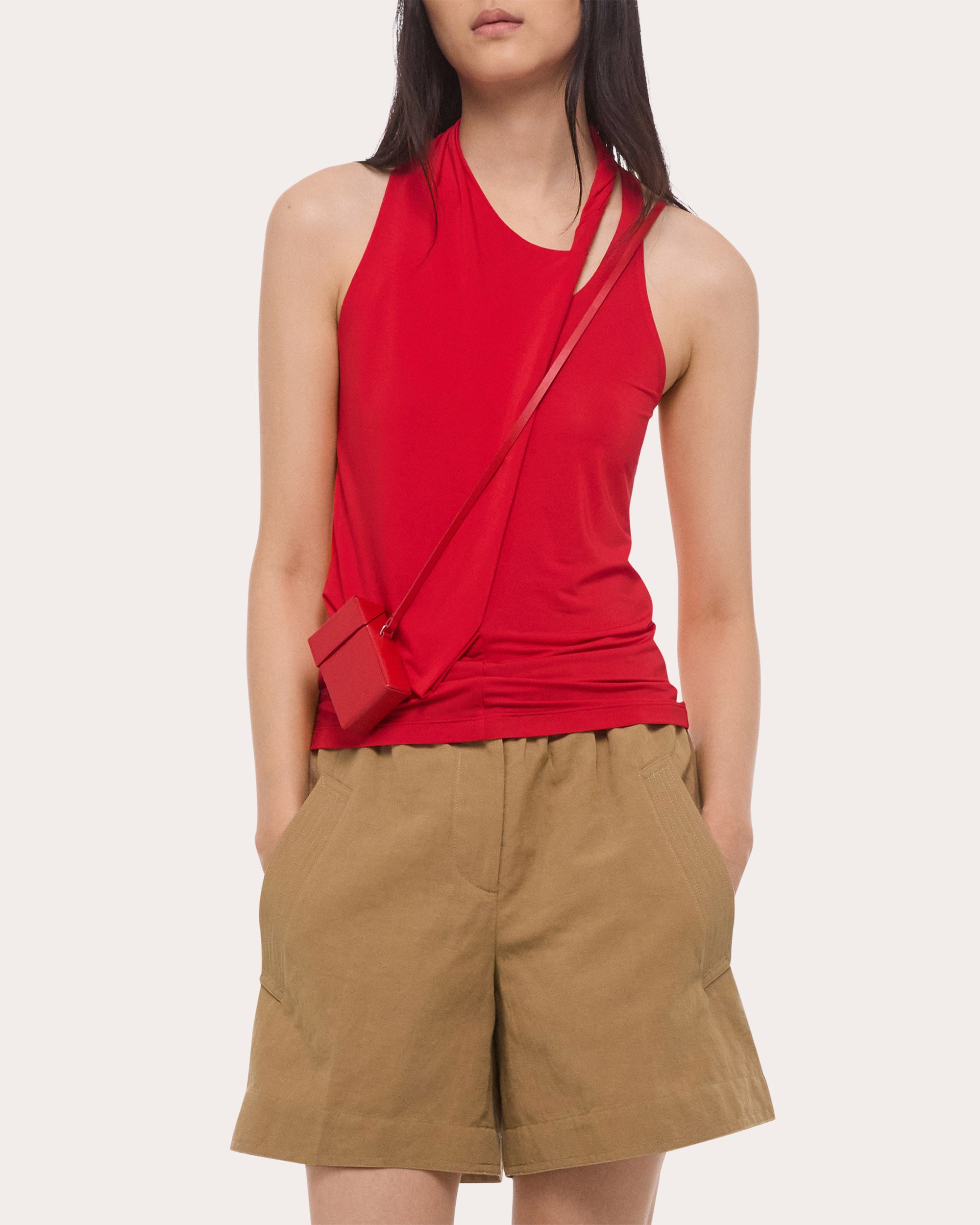 Jersey Asymmetric Twist Tank Top
