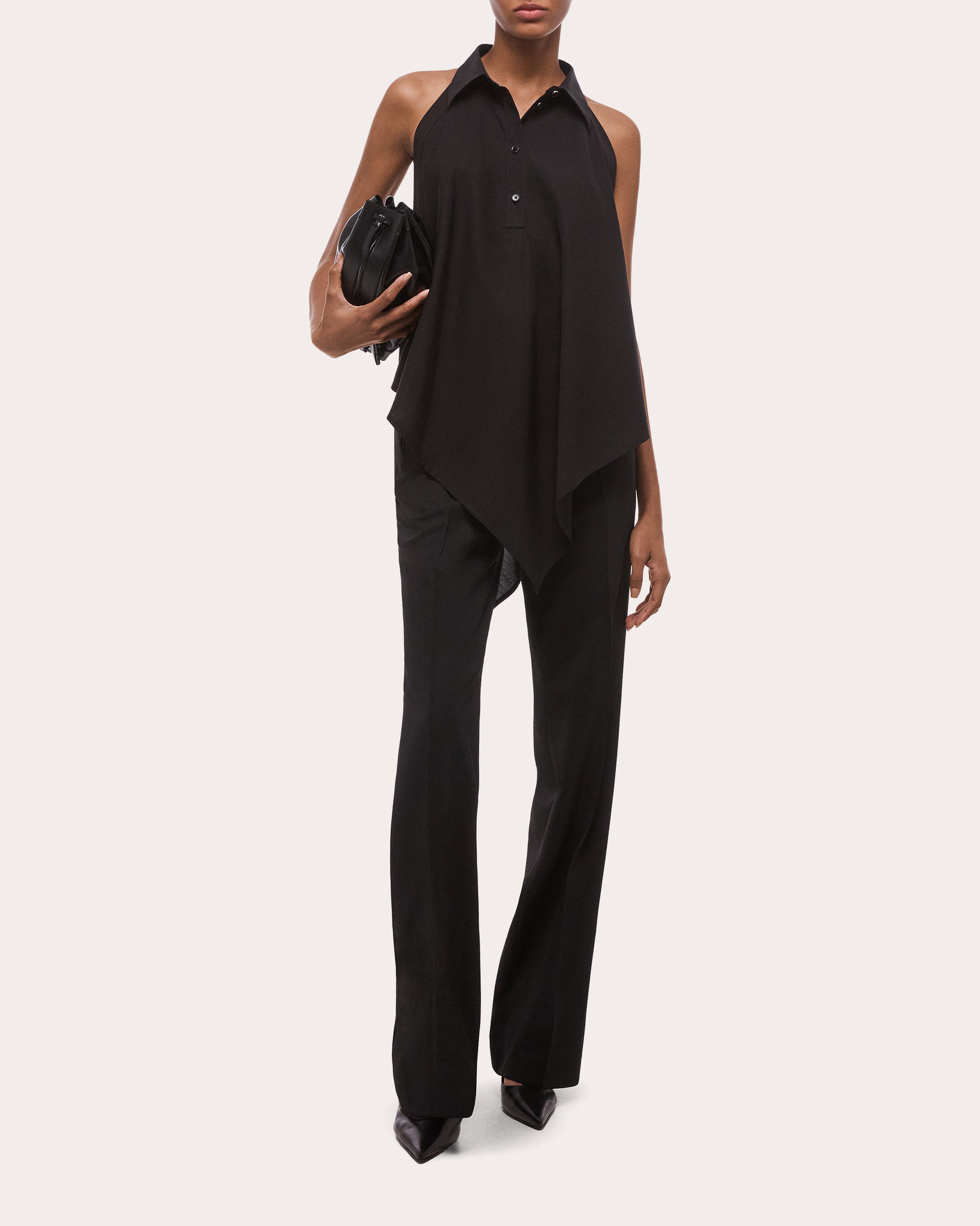 Poplin Collared Scarf Top