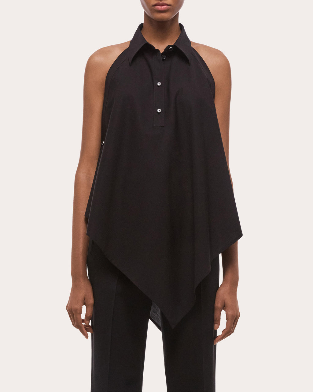 Poplin Collared Scarf Top