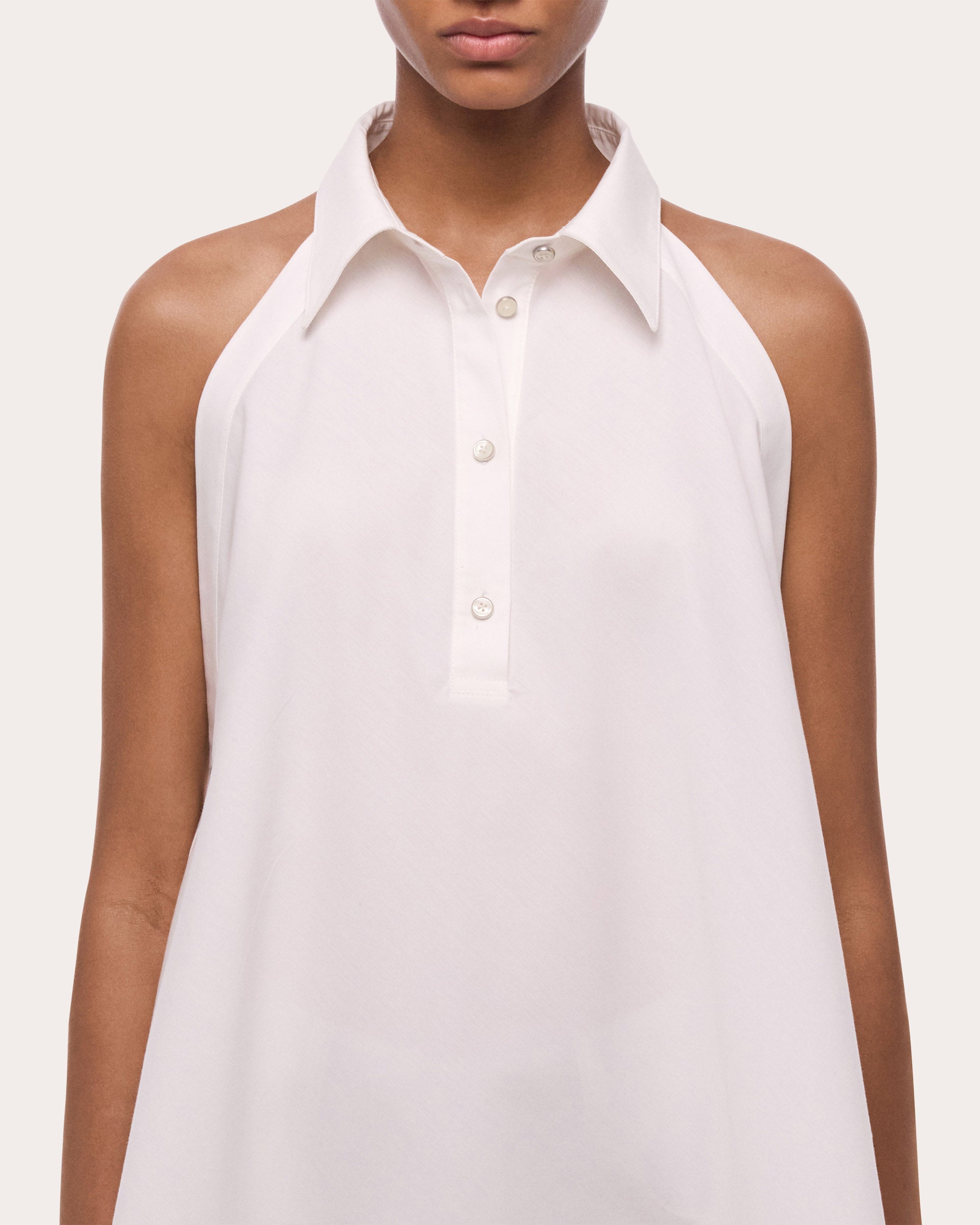 Poplin Collared Scarf Top