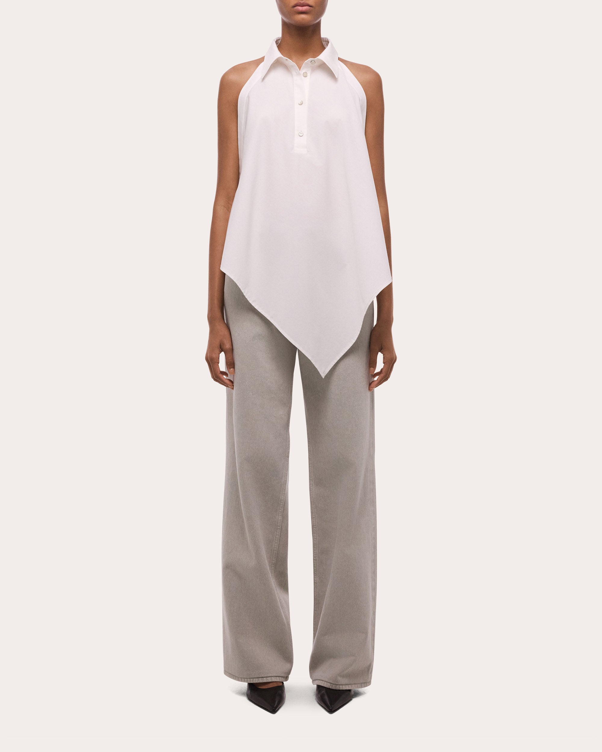 Poplin Collared Scarf Top