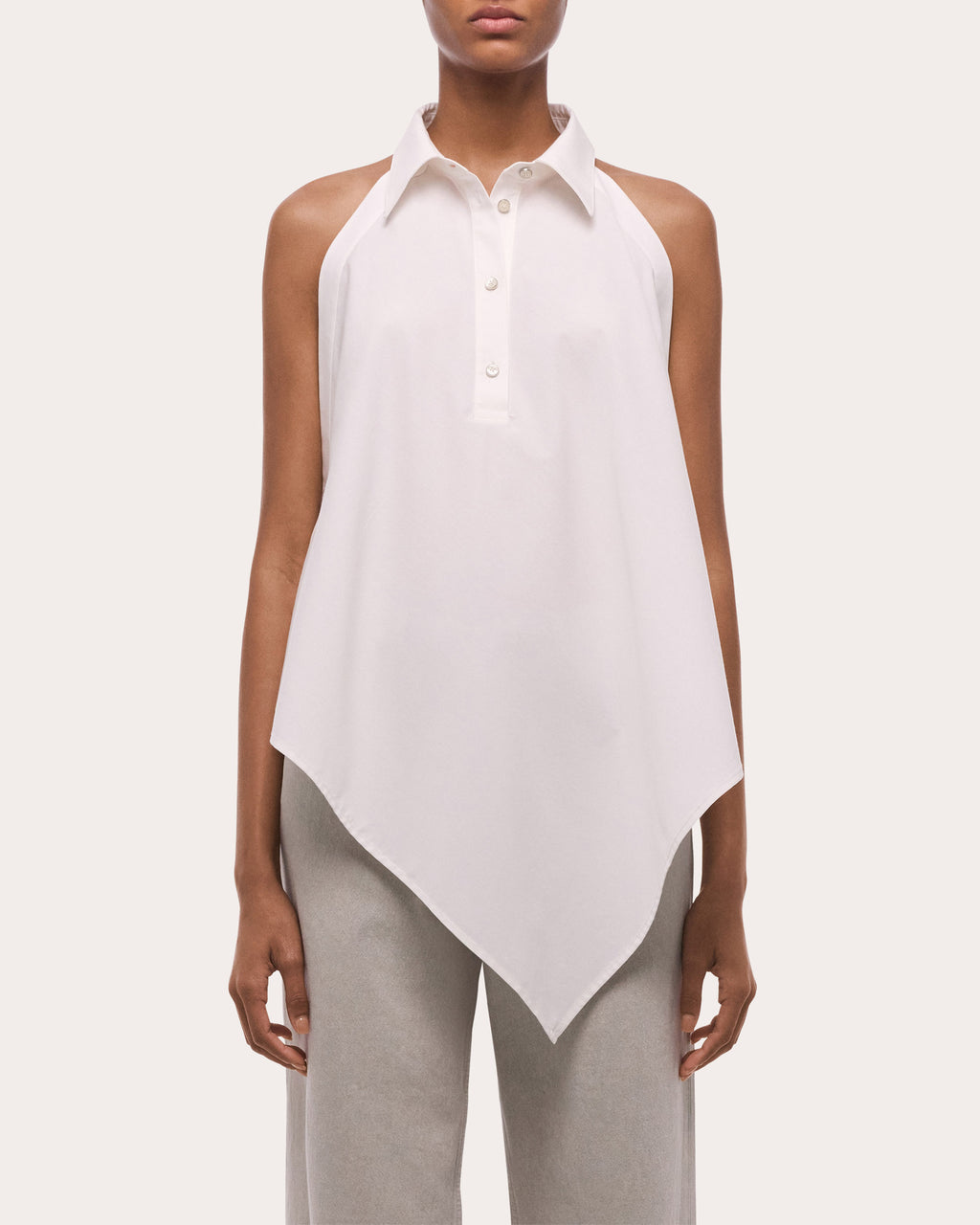 Poplin Collared Scarf Top