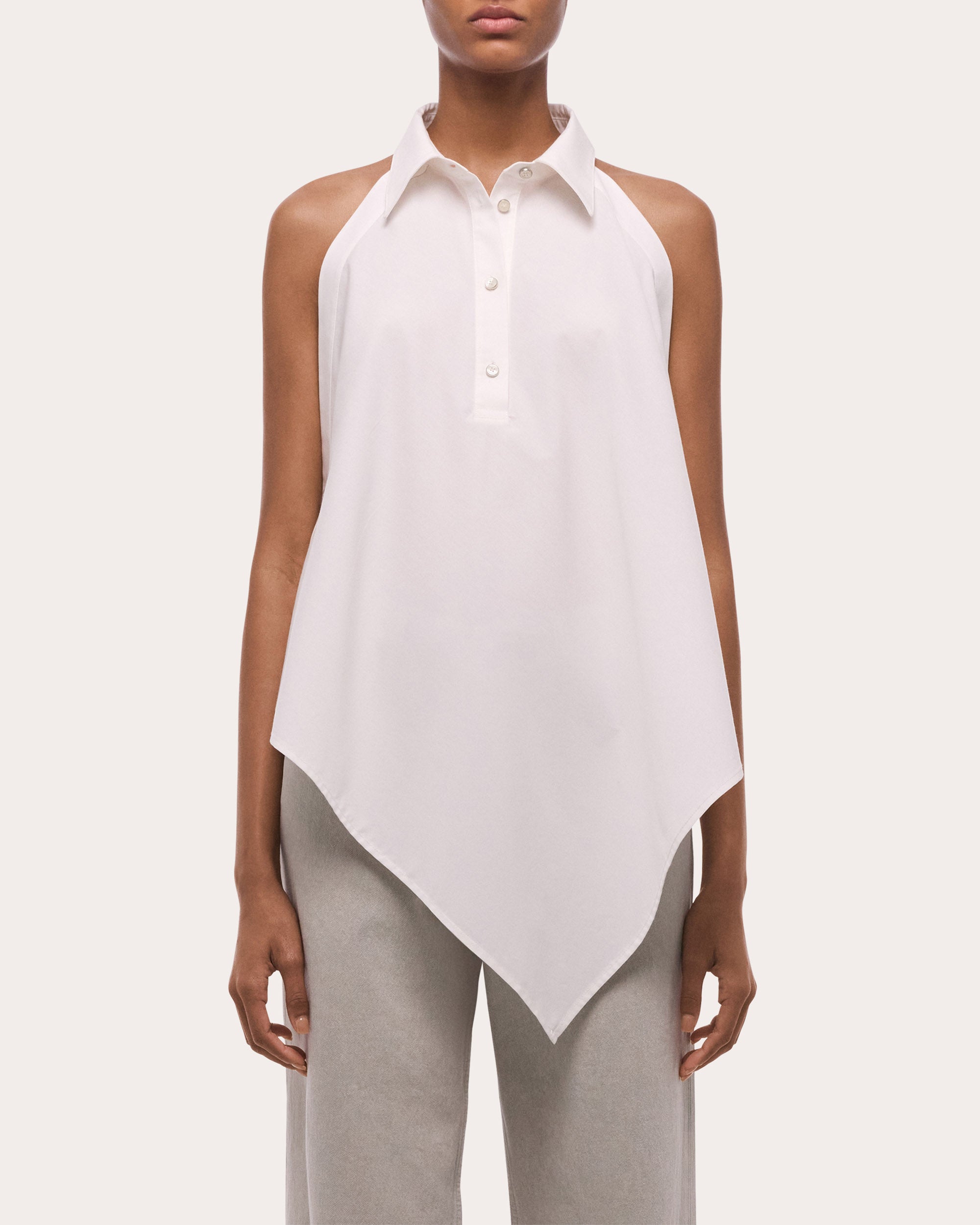 Poplin Collared Scarf Top