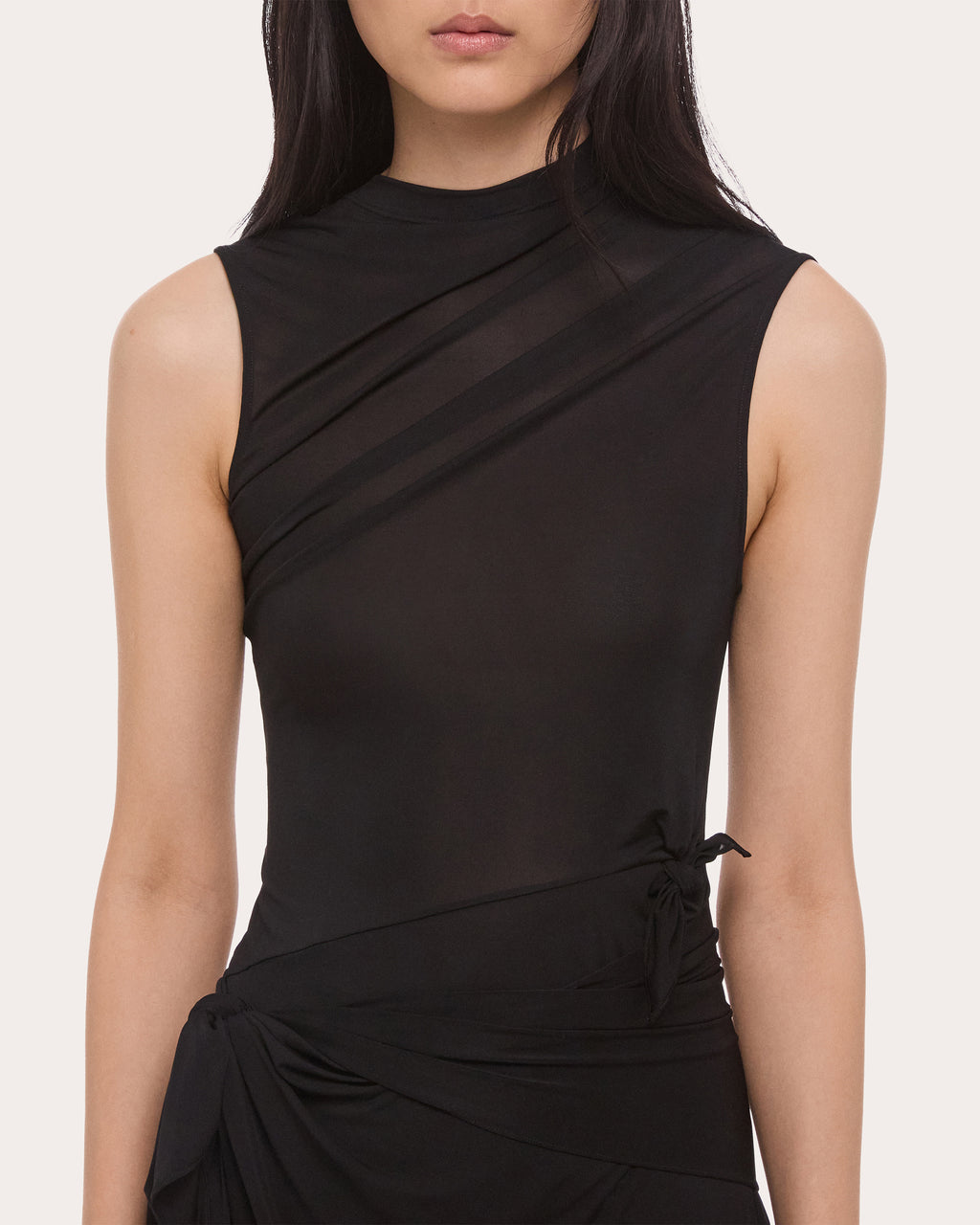 Gathered Jersey Knotted Mini Dress