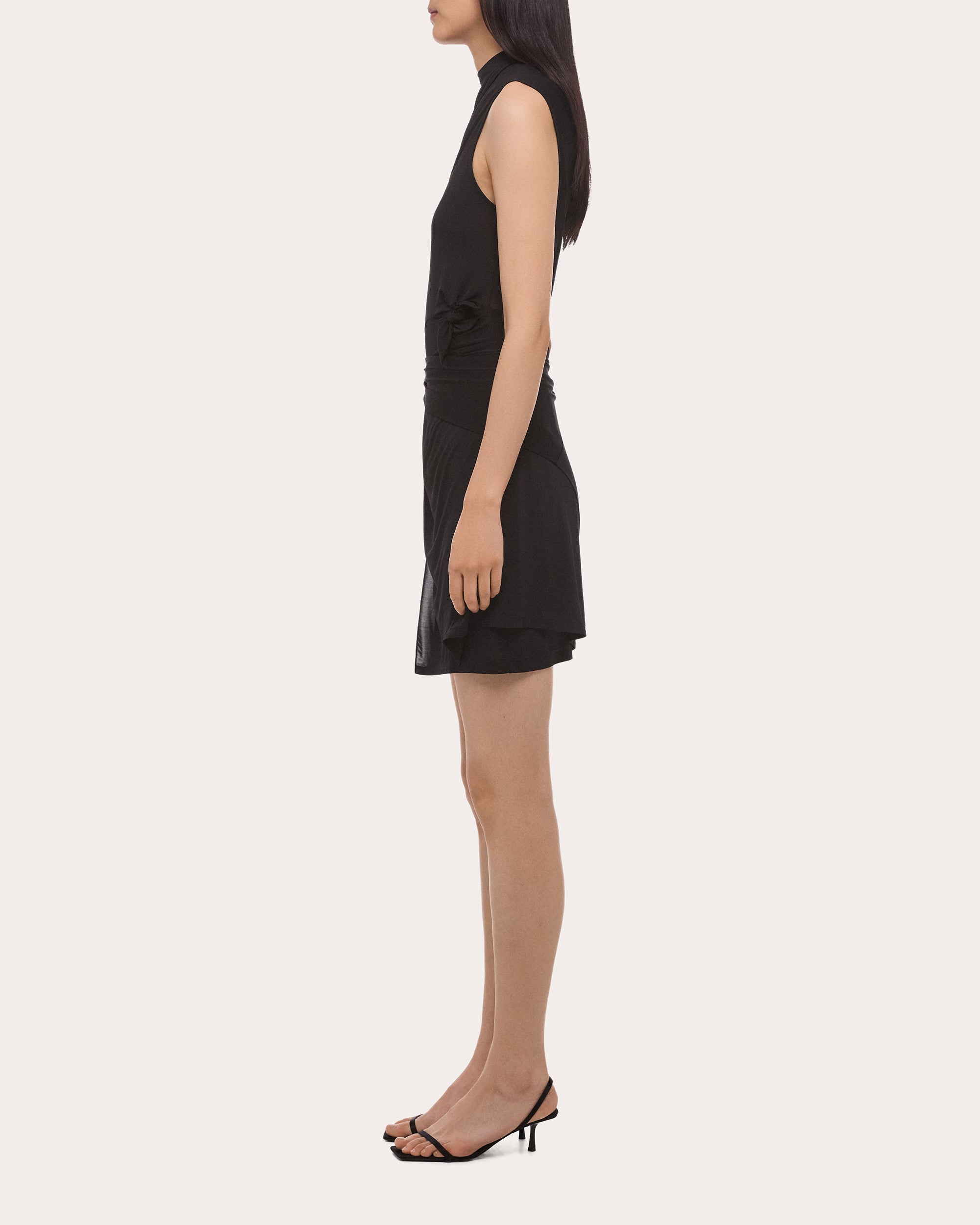 Gathered Jersey Knotted Mini Dress
