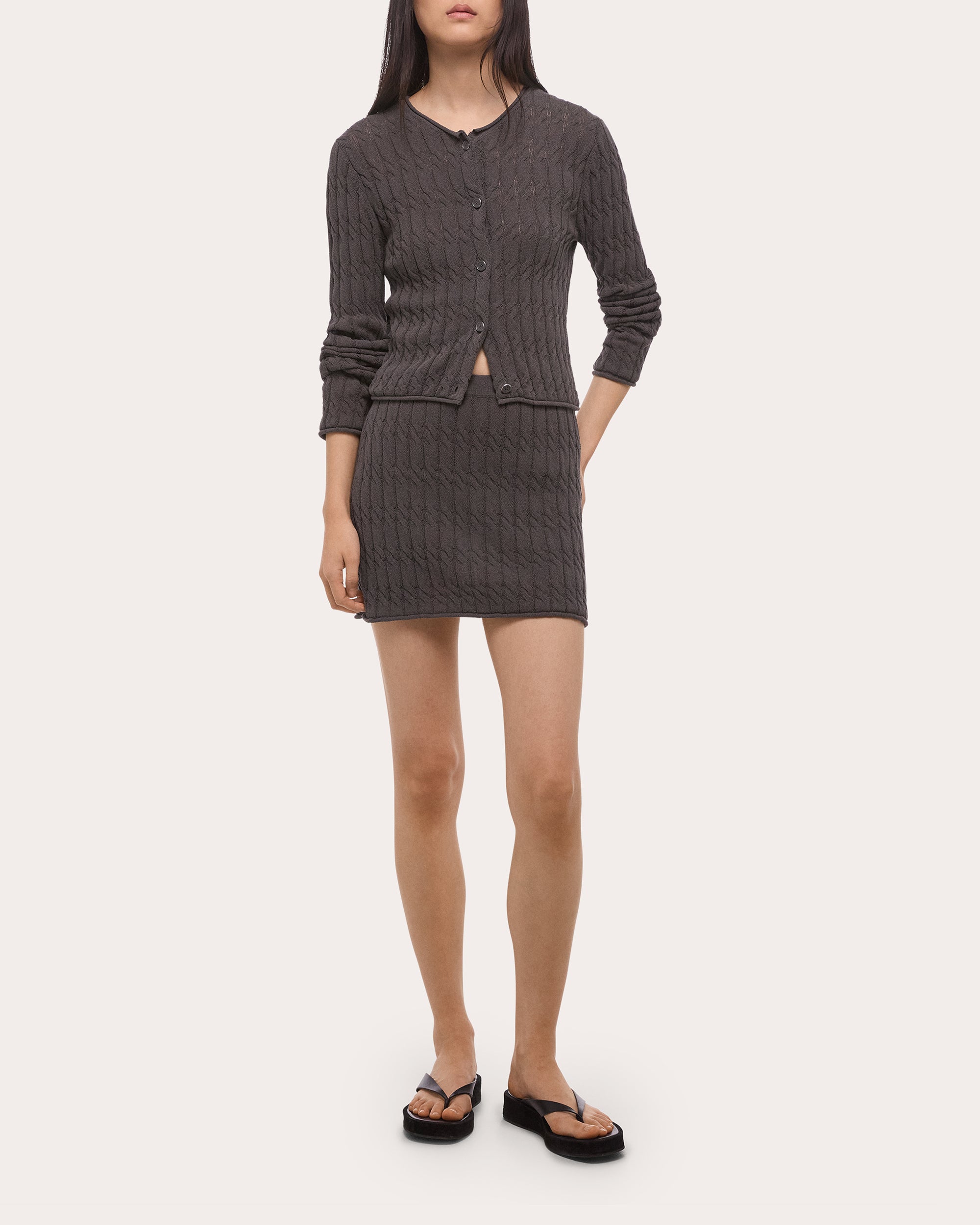 Cable Knit Cropped Cardigan
