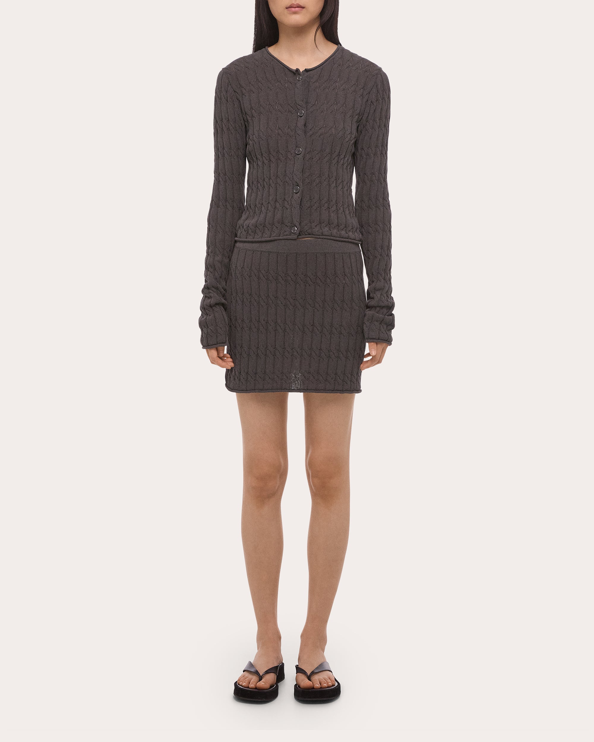Cable Knit Cropped Cardigan