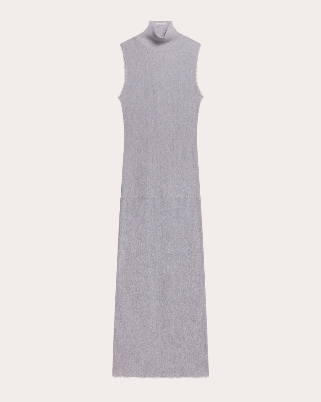 Sheer Raw-Edge Mock Neck Tank Dress