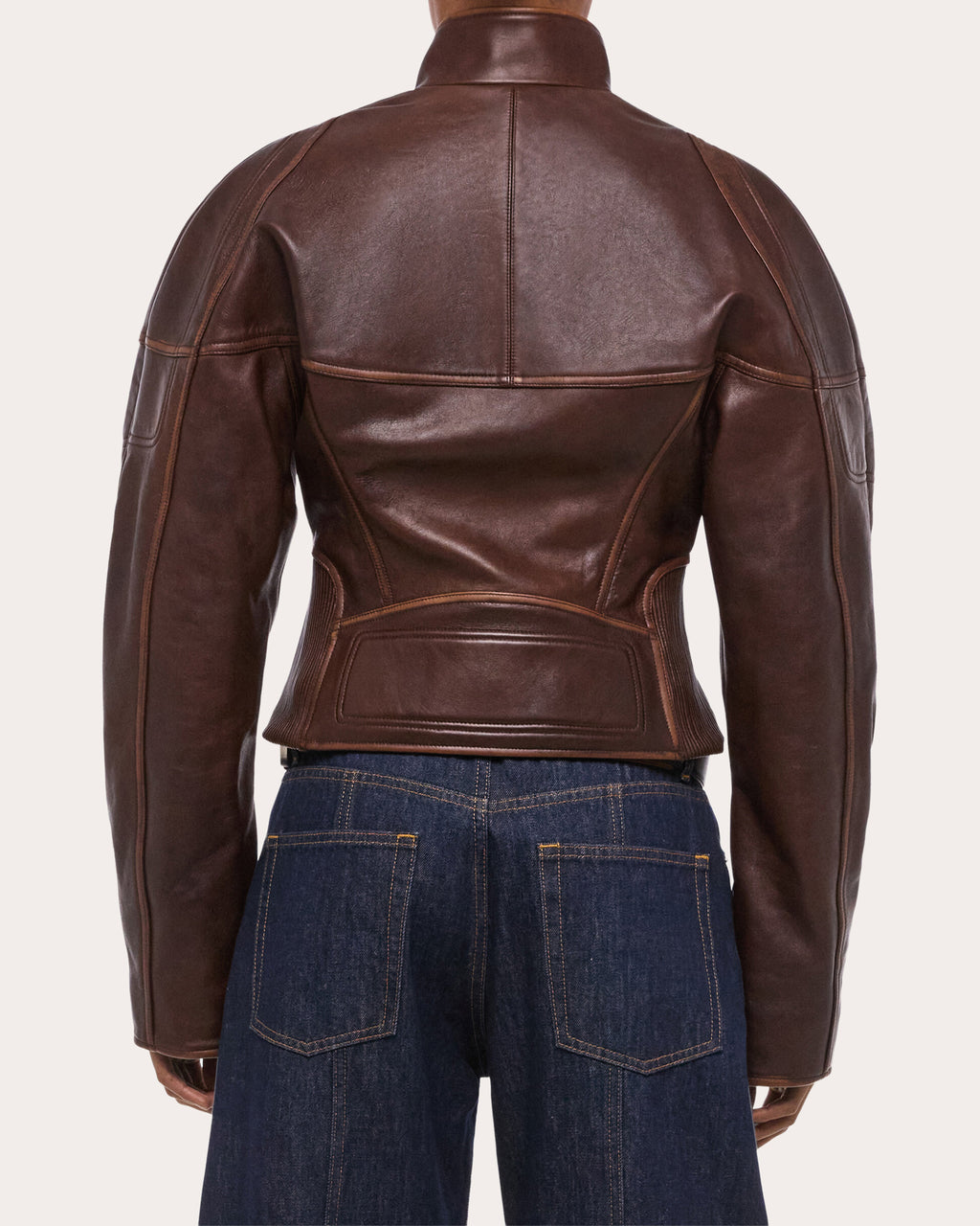 Leather Cropped Saddle Jacket