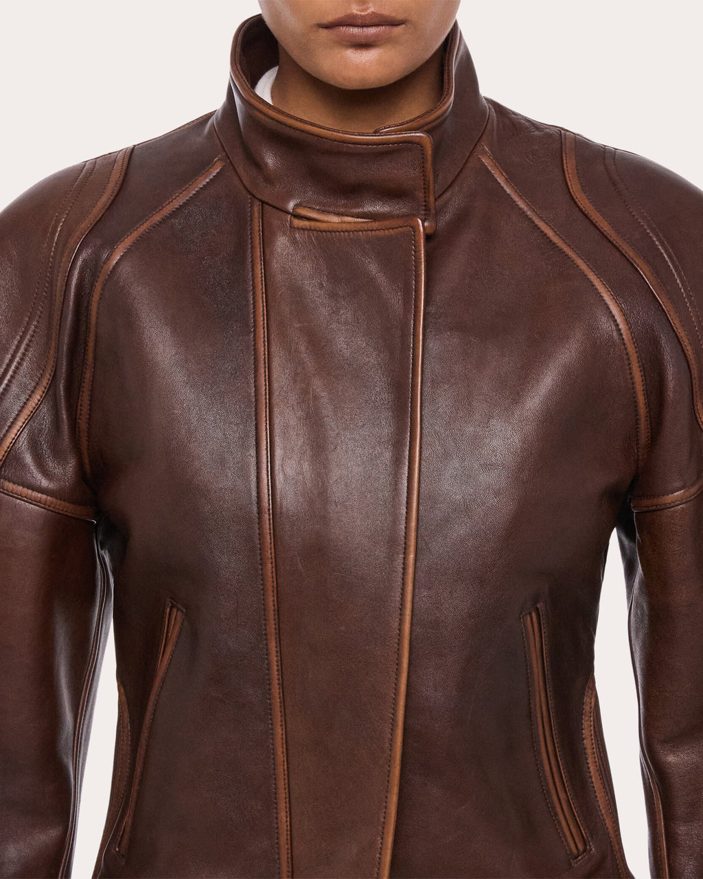 Leather Cropped Saddle Jacket