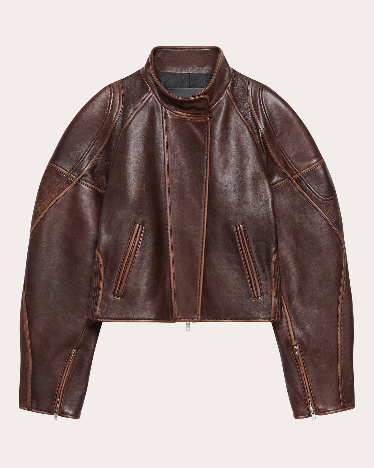 Leather Cropped Saddle Jacket