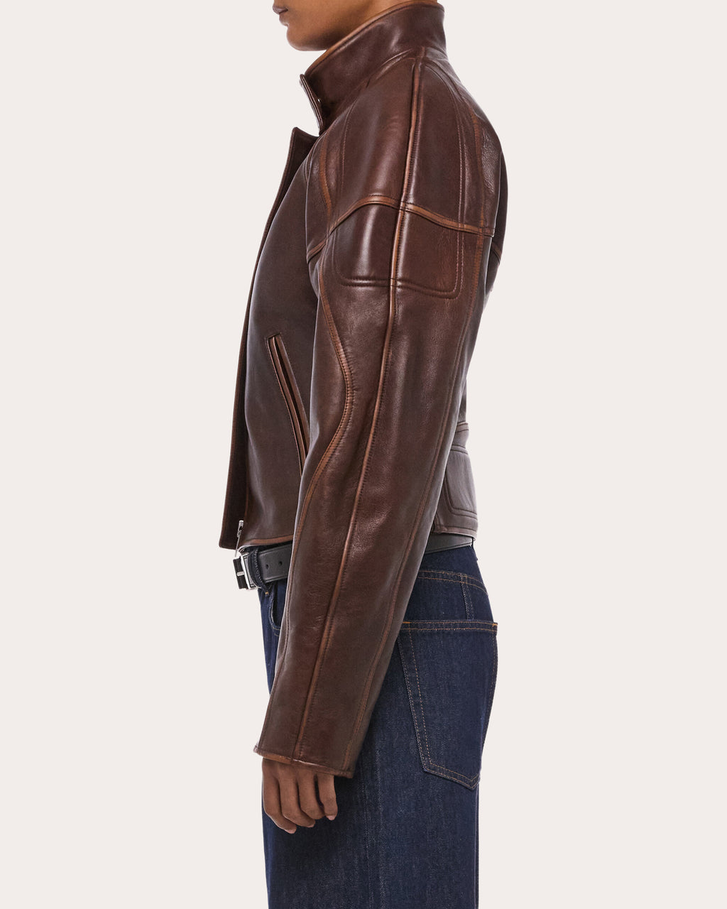 Leather Cropped Saddle Jacket