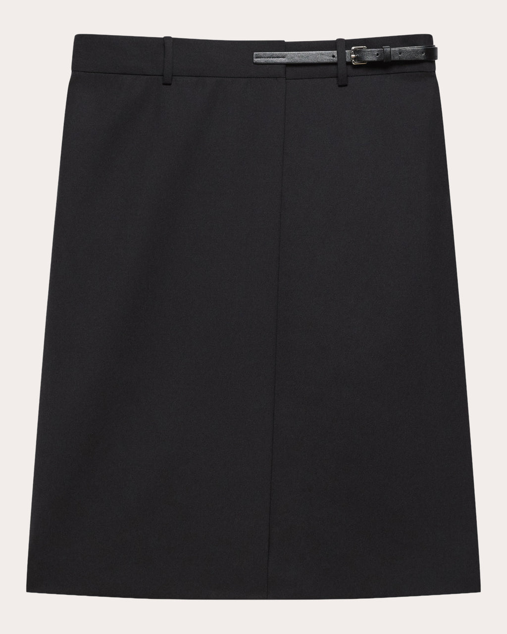 Wool Gabardine Wardrobe Belted Skirt