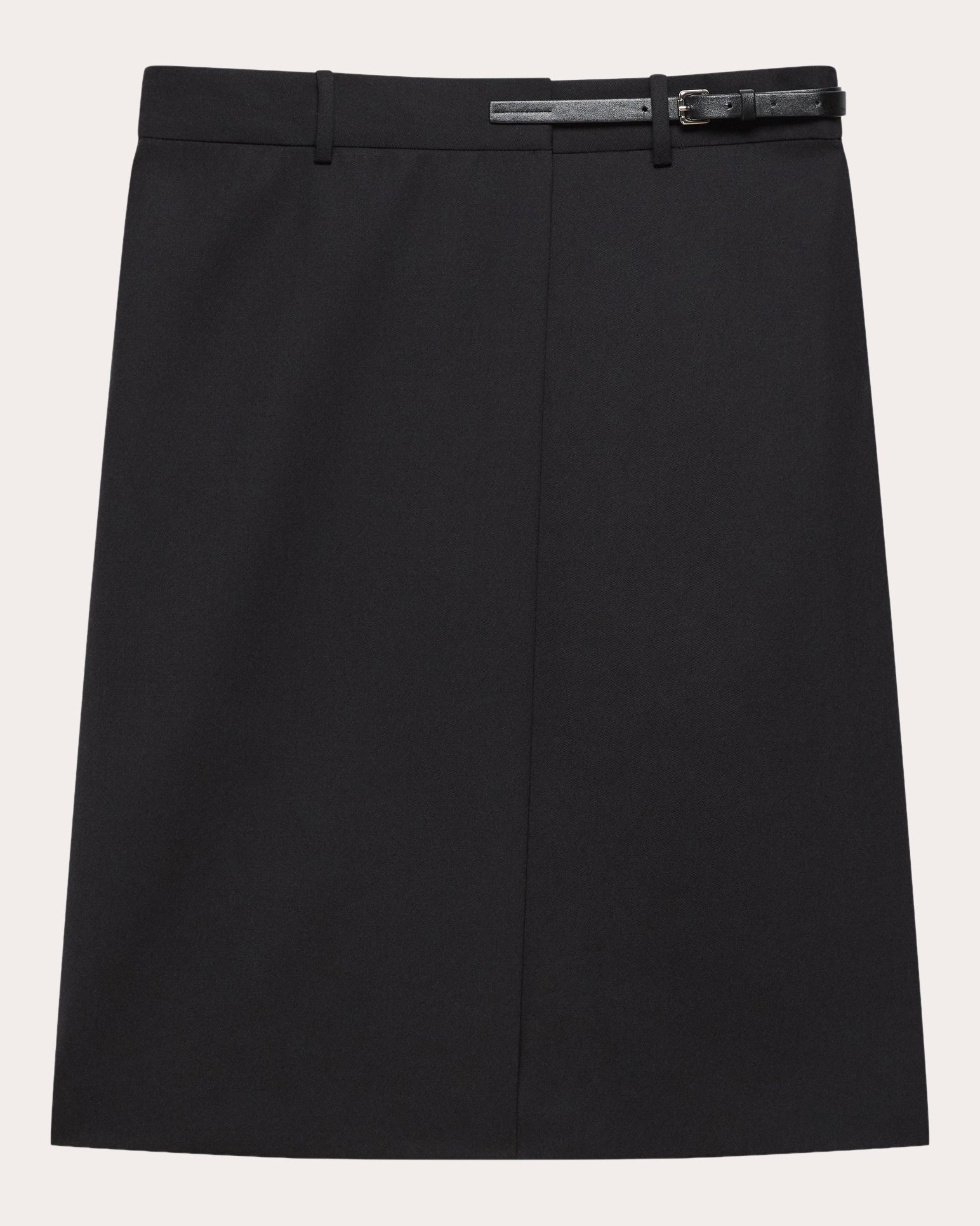 Wool Gabardine Wardrobe Belted Skirt