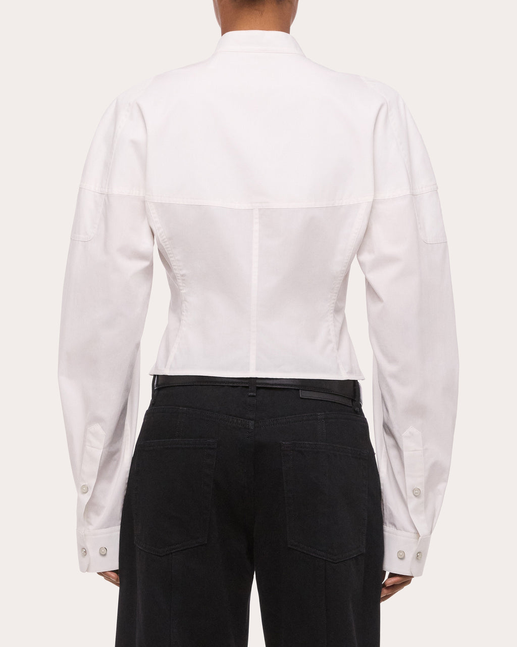 Cotton Poplin Cropped Saddle Shirt