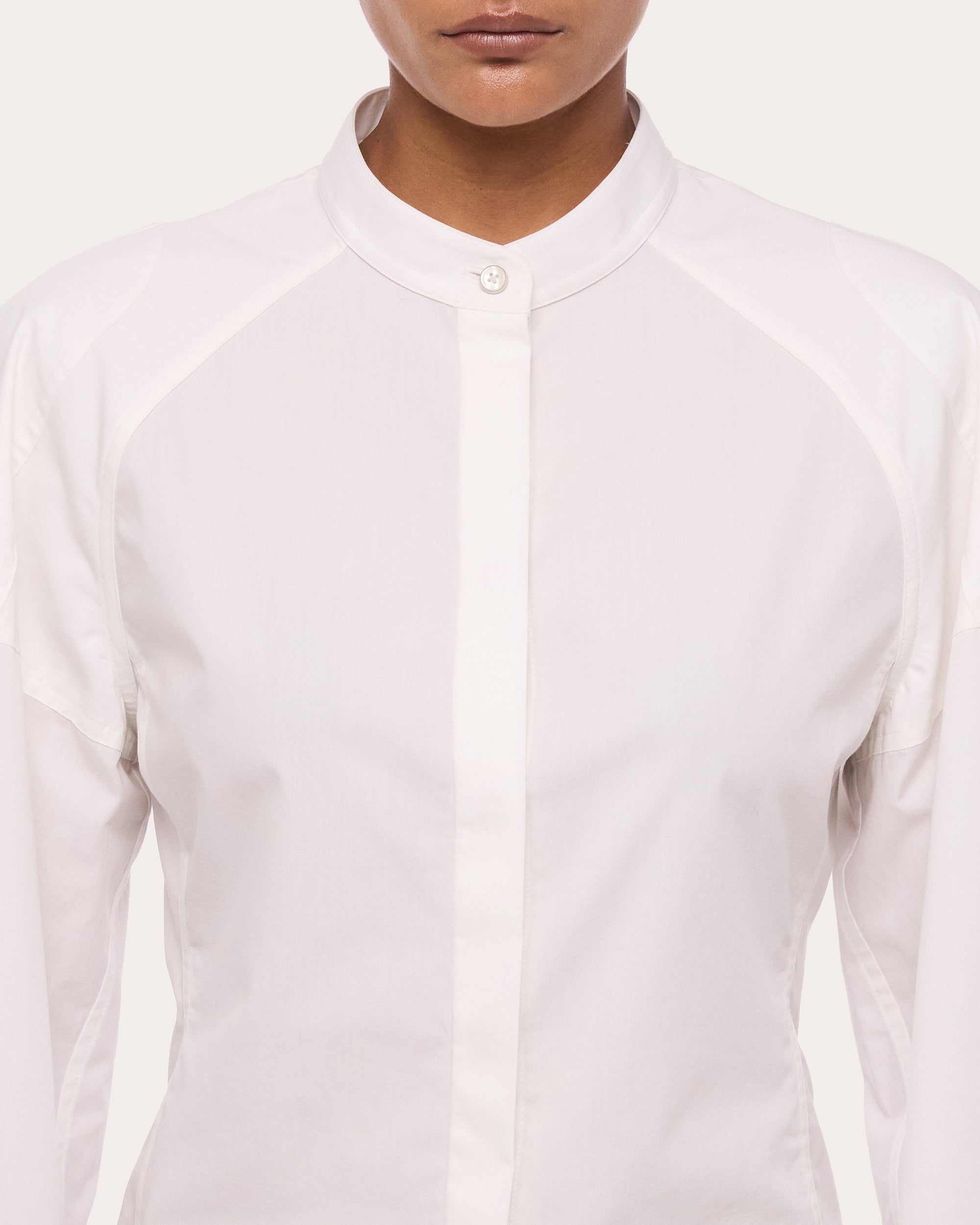 Cotton Poplin Cropped Saddle Shirt