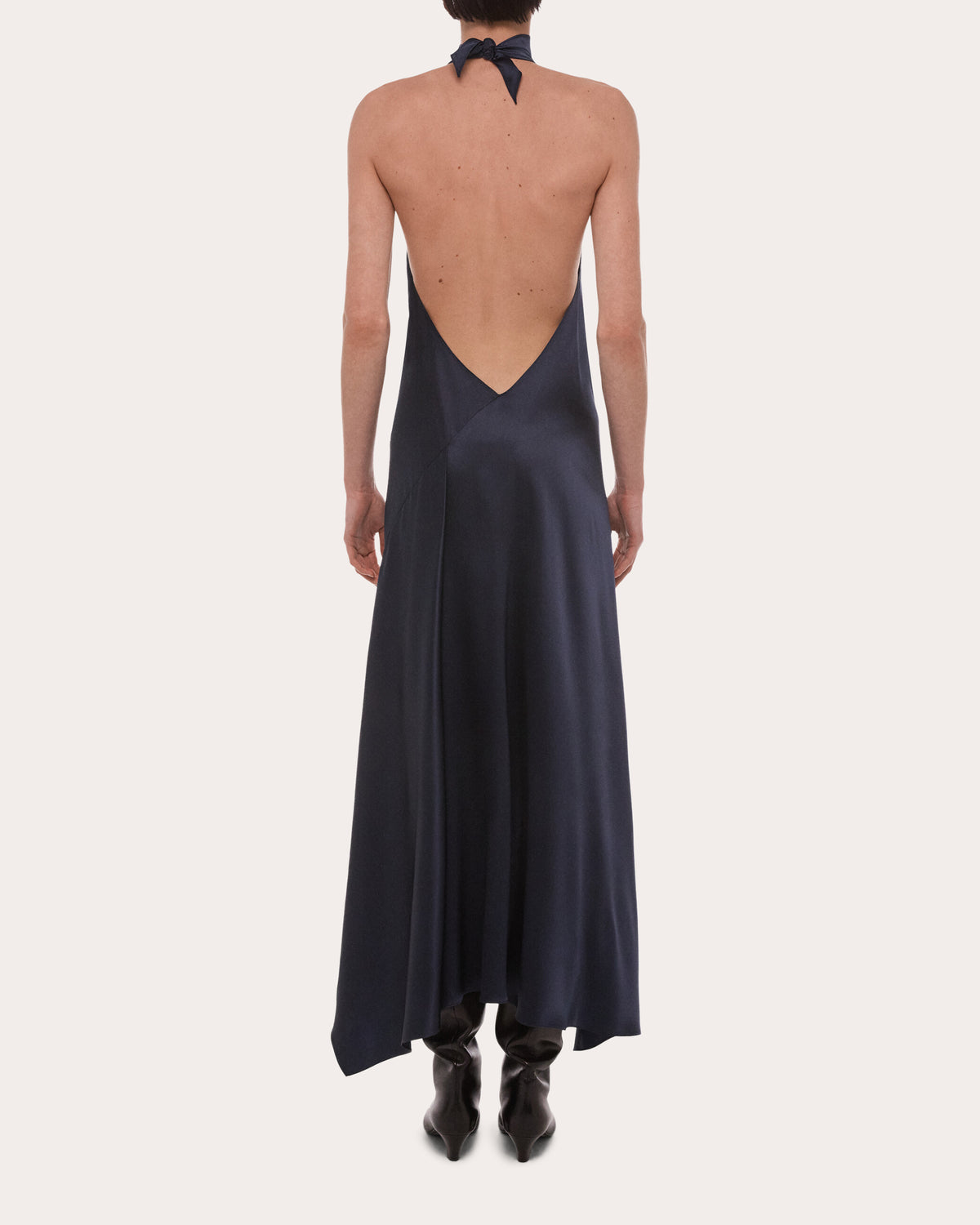 Silk Tie Scarf Halter Dress